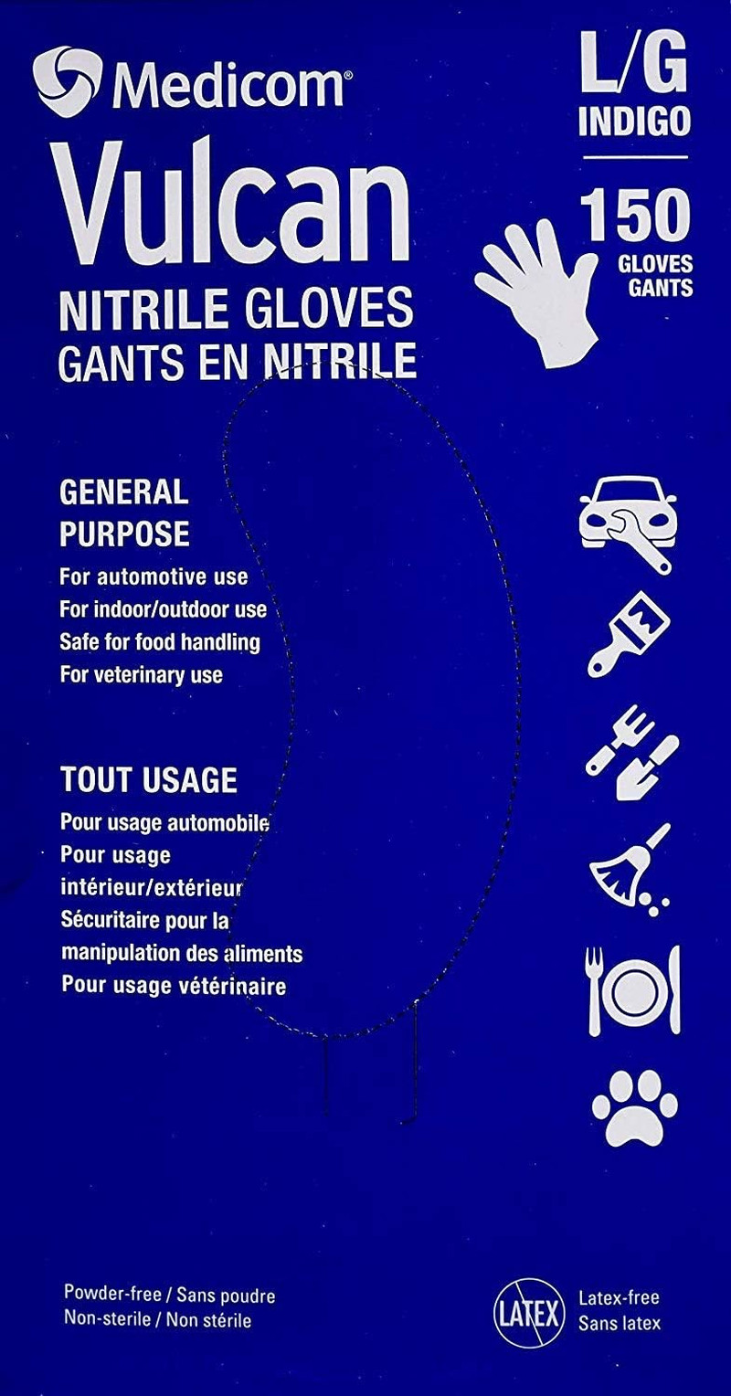 Vulcan Nitrile Gloves, 150 Count Large
