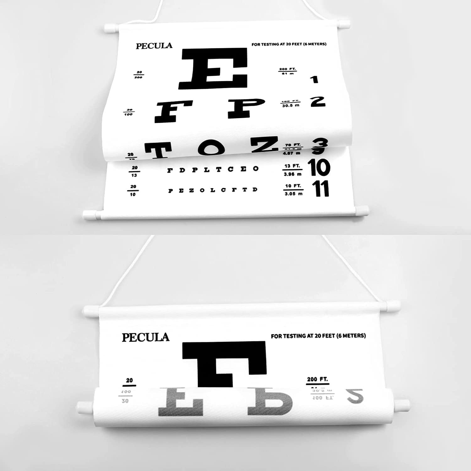 Eye Chart, Snellen Eye Chart, Canvas Wall Chart NonReflective, Hang Wooden Fr…