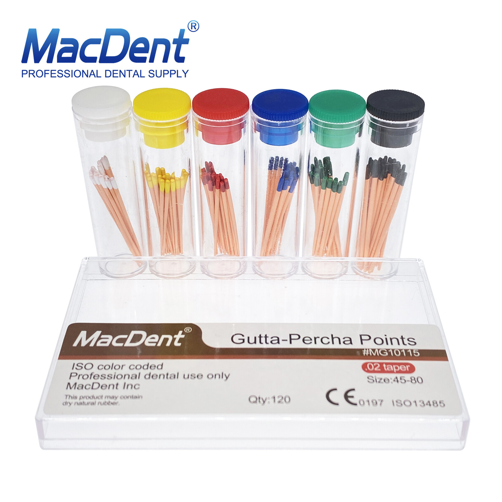 60/120pcs Dental Gutta Percha Points Taper 0.02/0.04/0.06 15-40 45-80 ALL Sizes