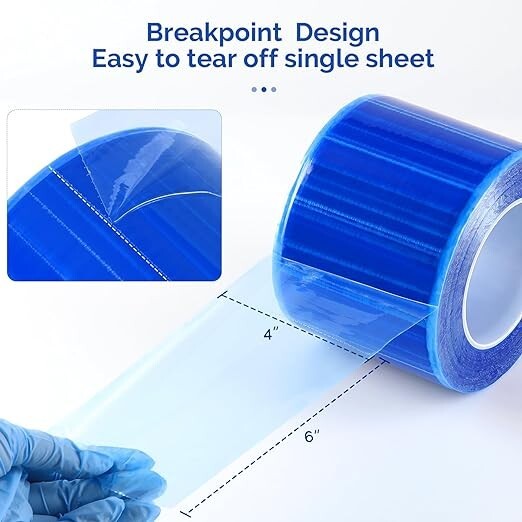 8 Rolls Dental Medical Barrier Film Tape Adhesive Roll 1200 Sheets 4″ x 6″