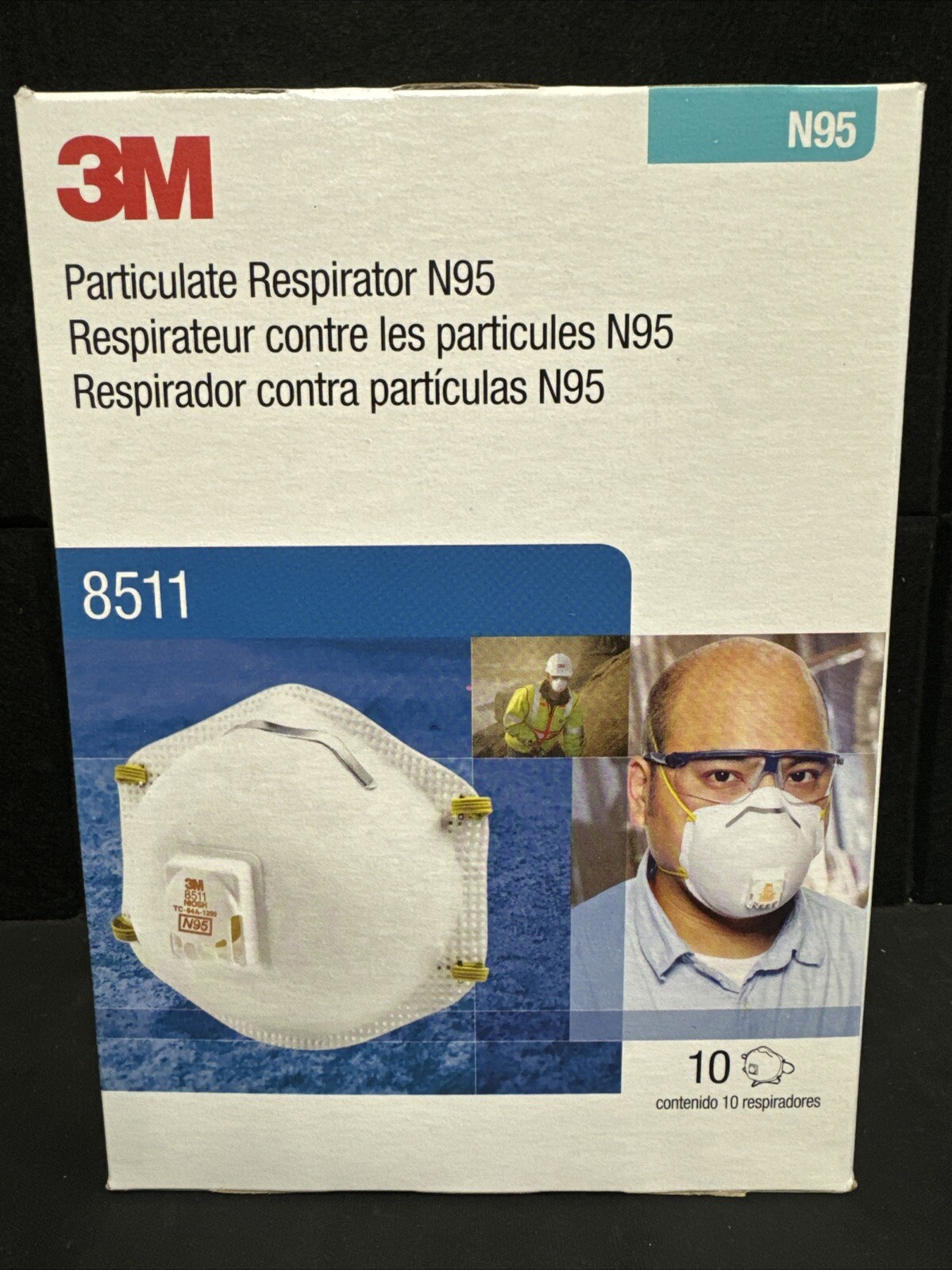 3M 8511 N95 Disposable Particulate Respirator Protection Exhalation Valve 10 BX