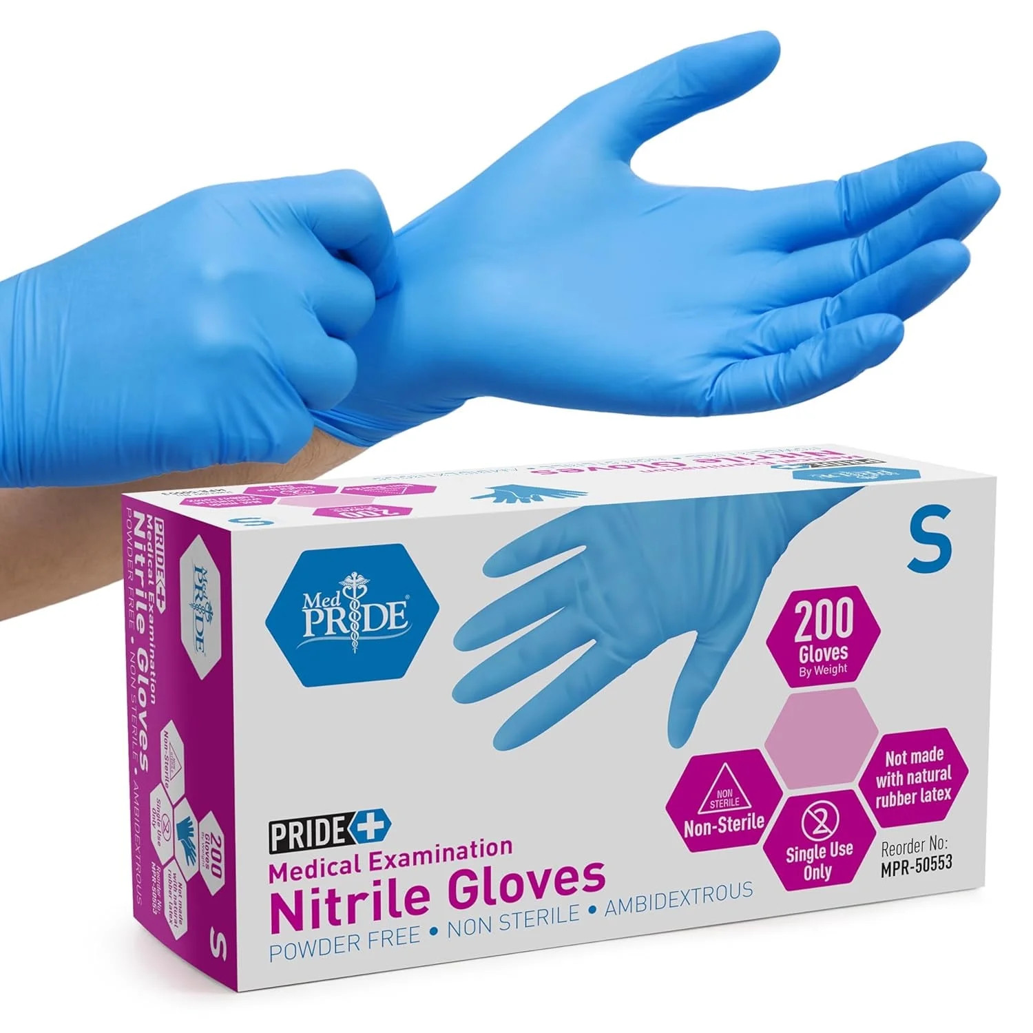 Nitrile Gloves Powder-Free Disposable Gloves – Blue, 200-Pack, Latex Free Non-St