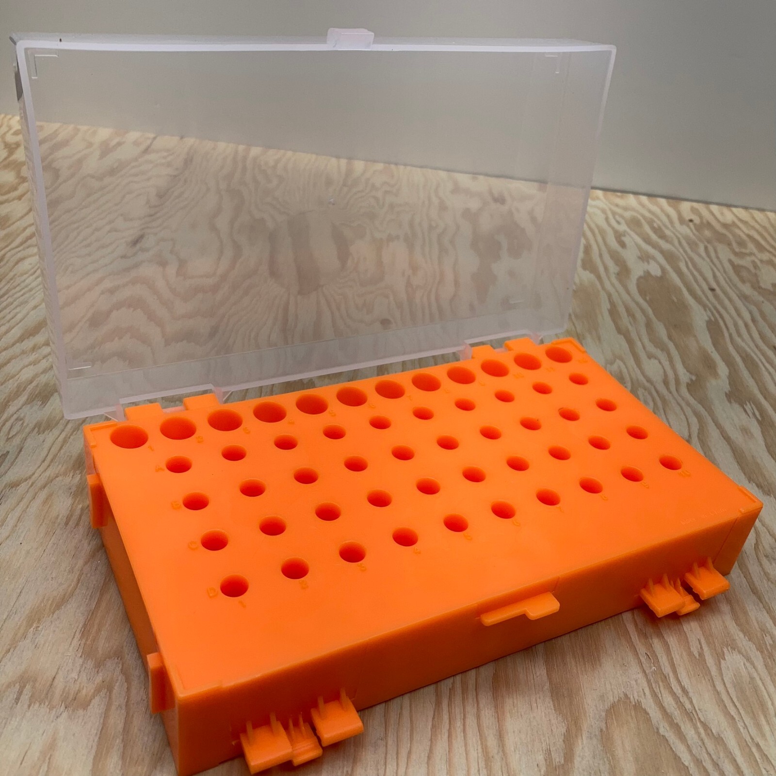 Dual Sided Vial Microtube Tube Tray Rack Holder – Reversible Cover – Orange