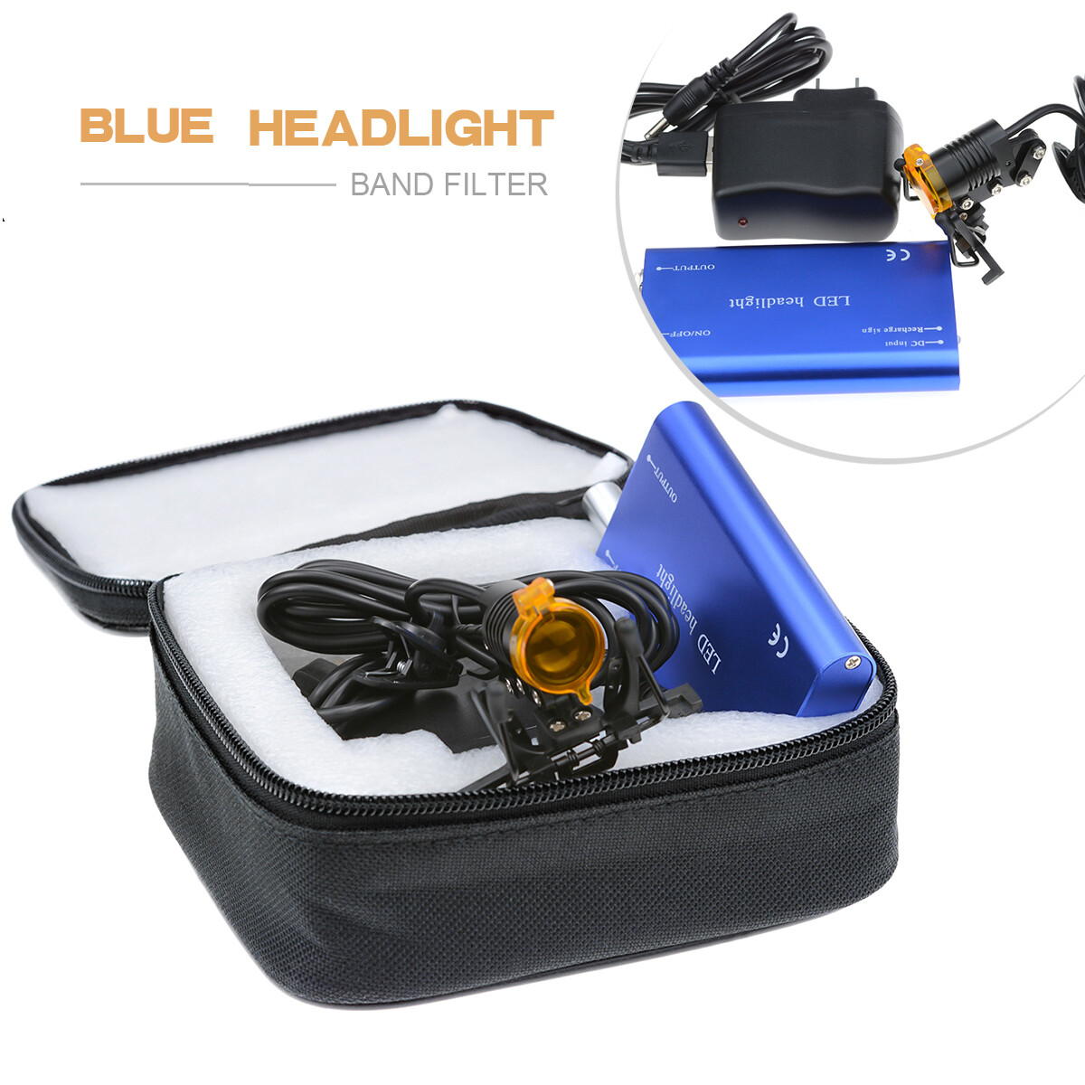 3W Dental Metal Clip LED Headlight High Power Lamp with Light Shield Blue