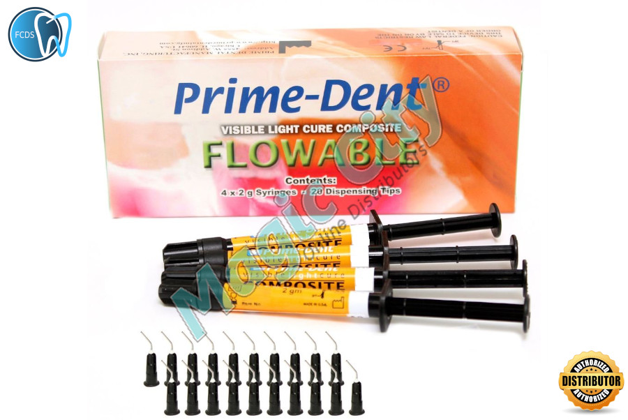 Prime-Dent Flowable Light Cure Dental Composite 4 Syringe Kit – B1 Shade