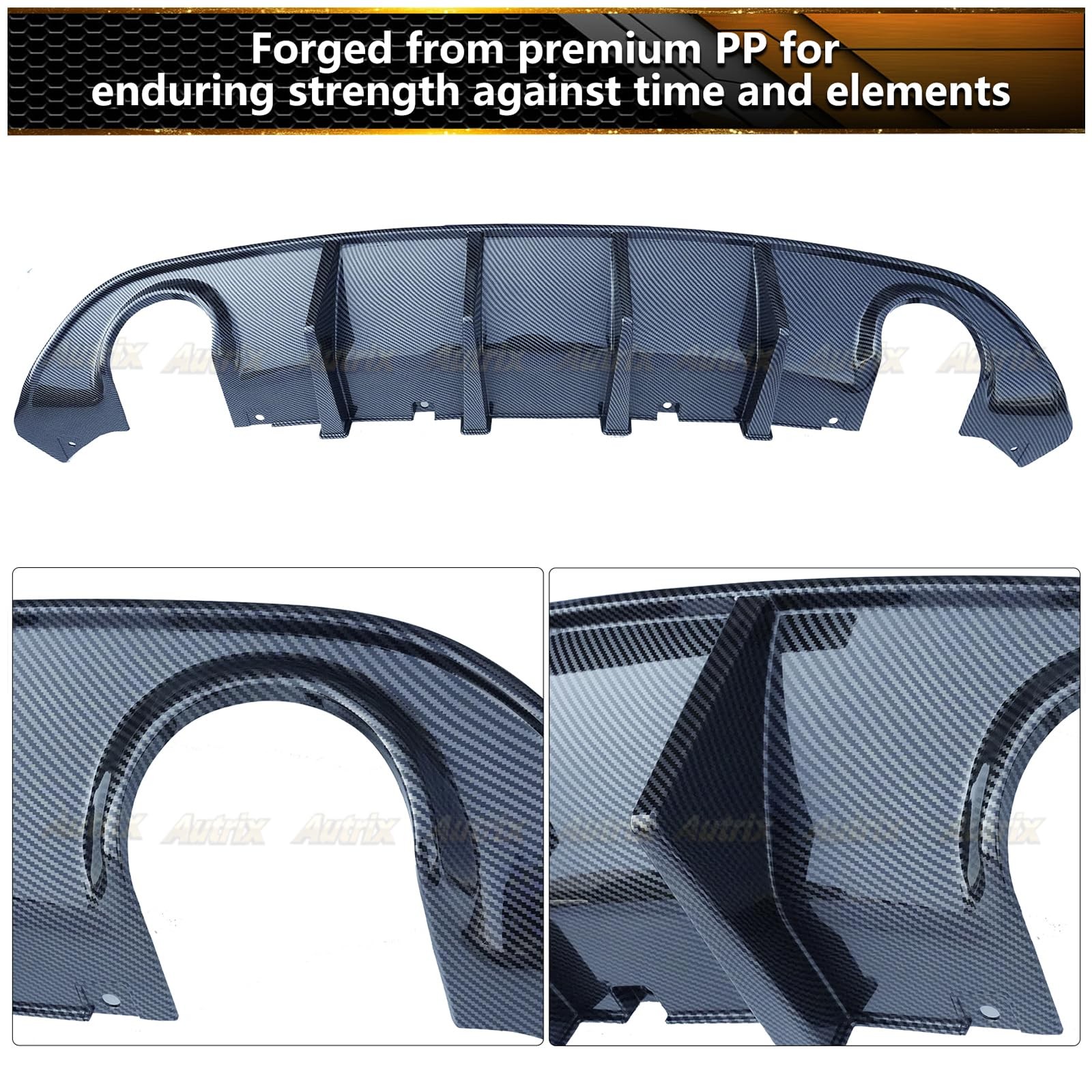 Rear Diffuser Lip Splitter Shark Fin Carbon Fiber for 2015-2024 Non-Widebody