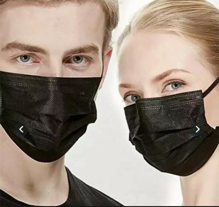 [100 PCS] Disposable Face Mask Non Medical Surgical 3 Ply Ear loop black mask