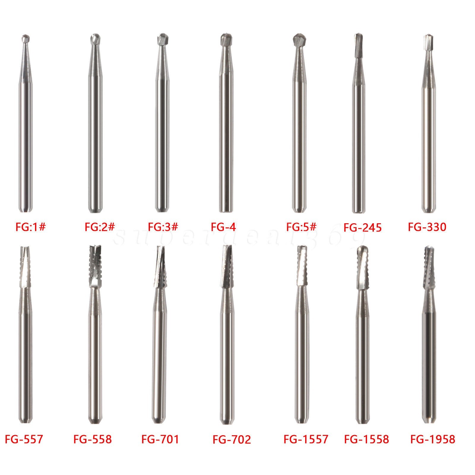 Dental Carbide Burs Round Bur Drill FG 330 1 2 6 8 557 High Speed Friction Grip