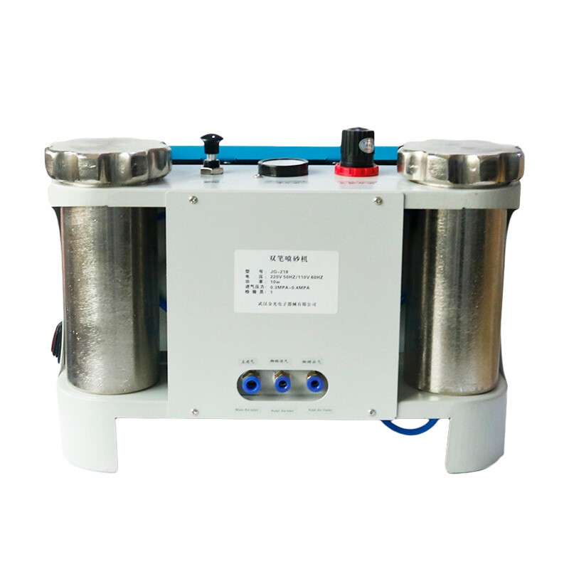Twin-Pen Sandblaster Fluorescent Lamp SandBlasting Polisher+Two Metal Tanks 220V