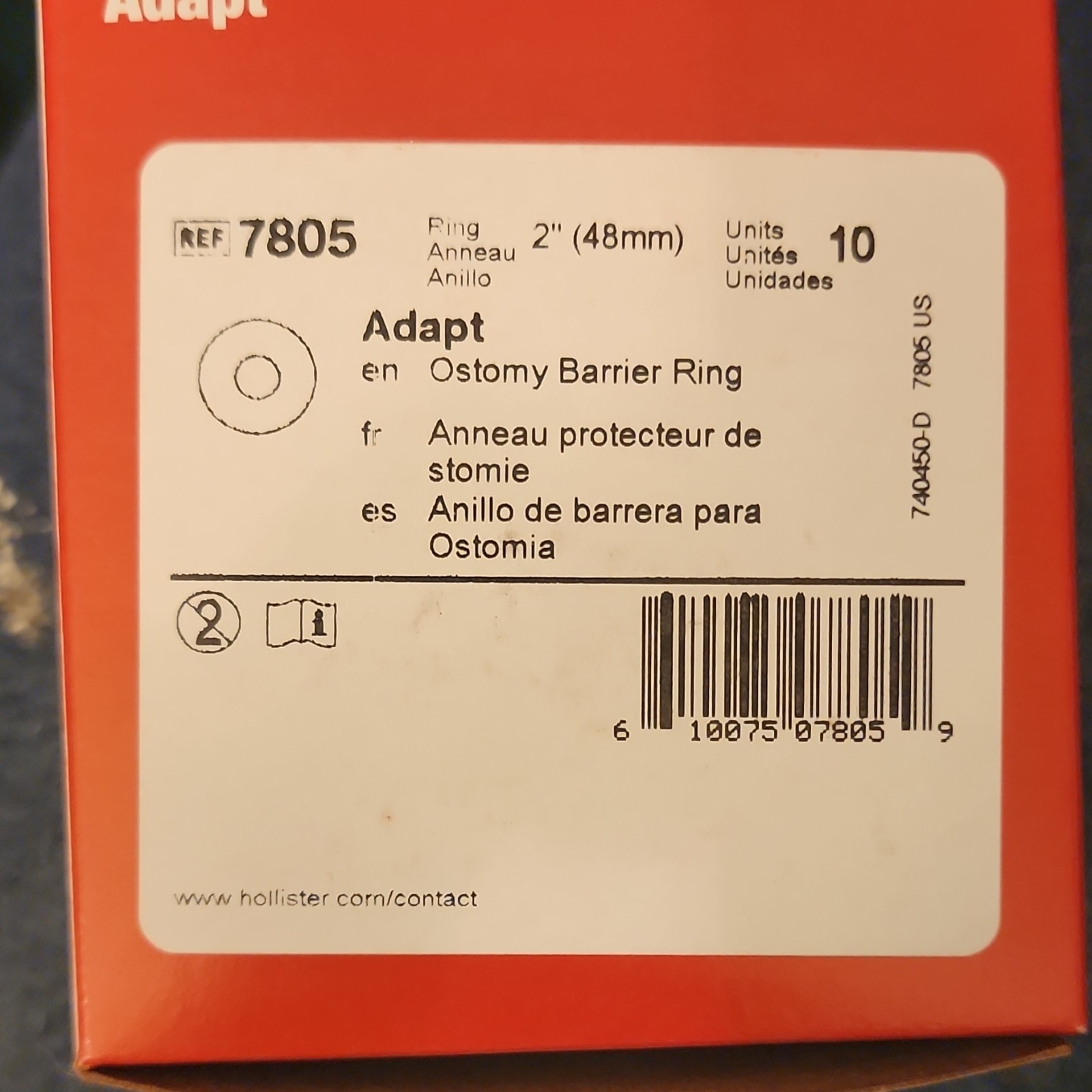 Hollister Adapt 7805 Ostomy Barrier Ring 2″ (48mm) 10 Units Gastroenterology