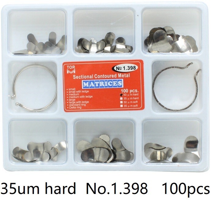 100pcs/box Dental Metal Matrices Sectional Contoured Matrix Refill band 3 Sizes