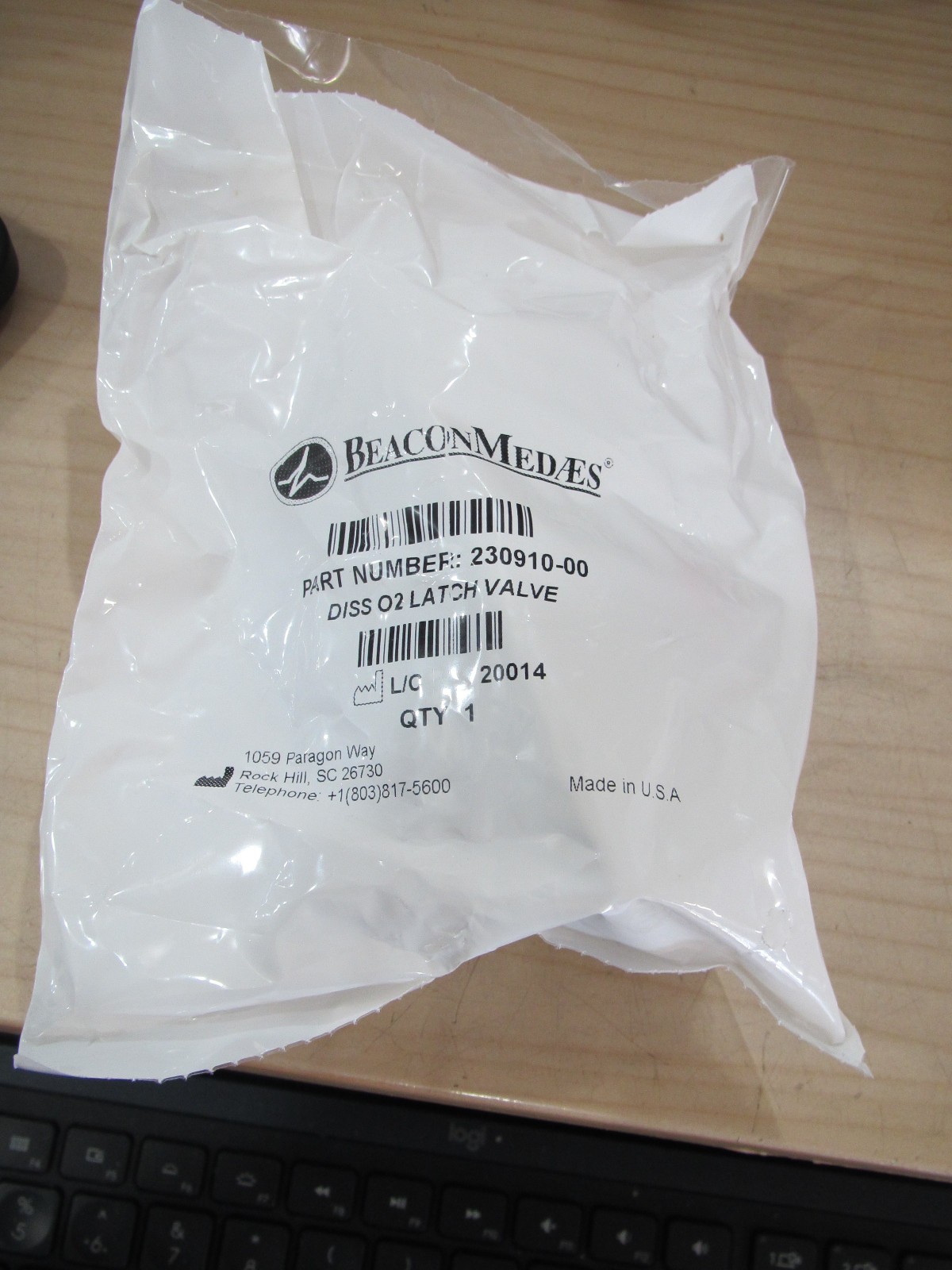 Beacon Medaes Oxygen DISS Latch Valve 230910-00 Loc A-1 NEW Sealed