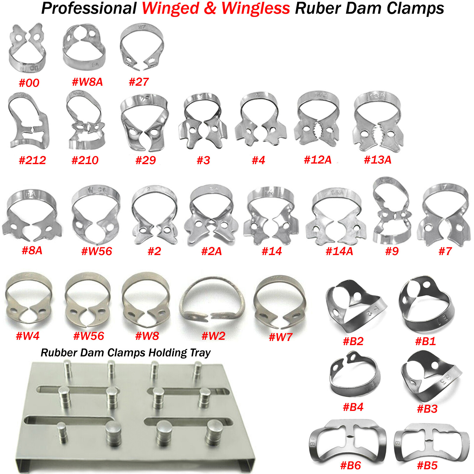 Dental Premolar Anterior Rubber Dam Clamp Upper Lower Molars Maxillary Bicuspid