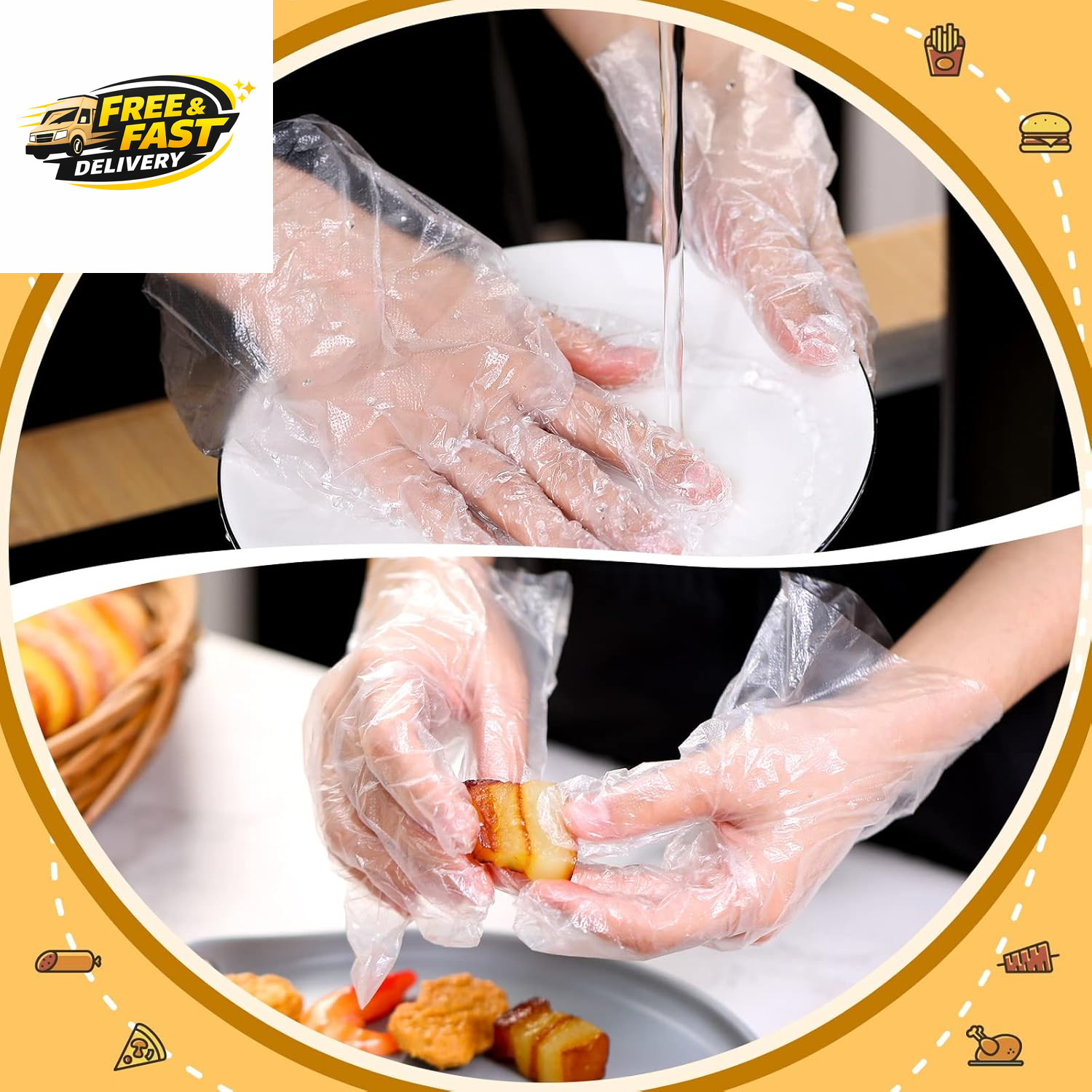 2000 Pcs Disposable Plastic Gloves for Cooking Food Prep Clear Service Safe Kitc