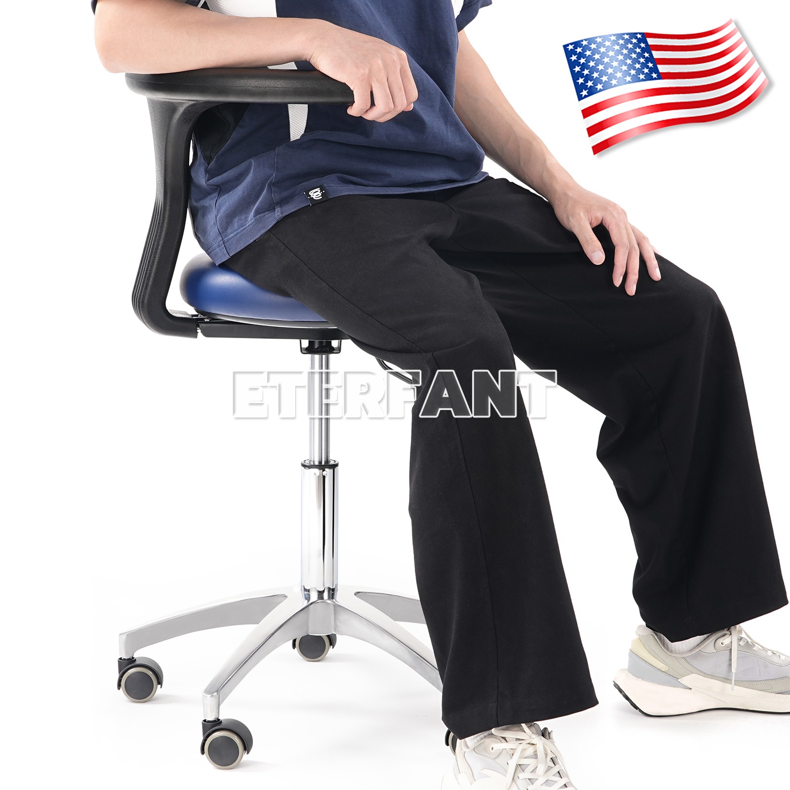 Dental 3.5X Headband Binocular Loupes/Assistant Stool Mobile Chair Black/Blue US