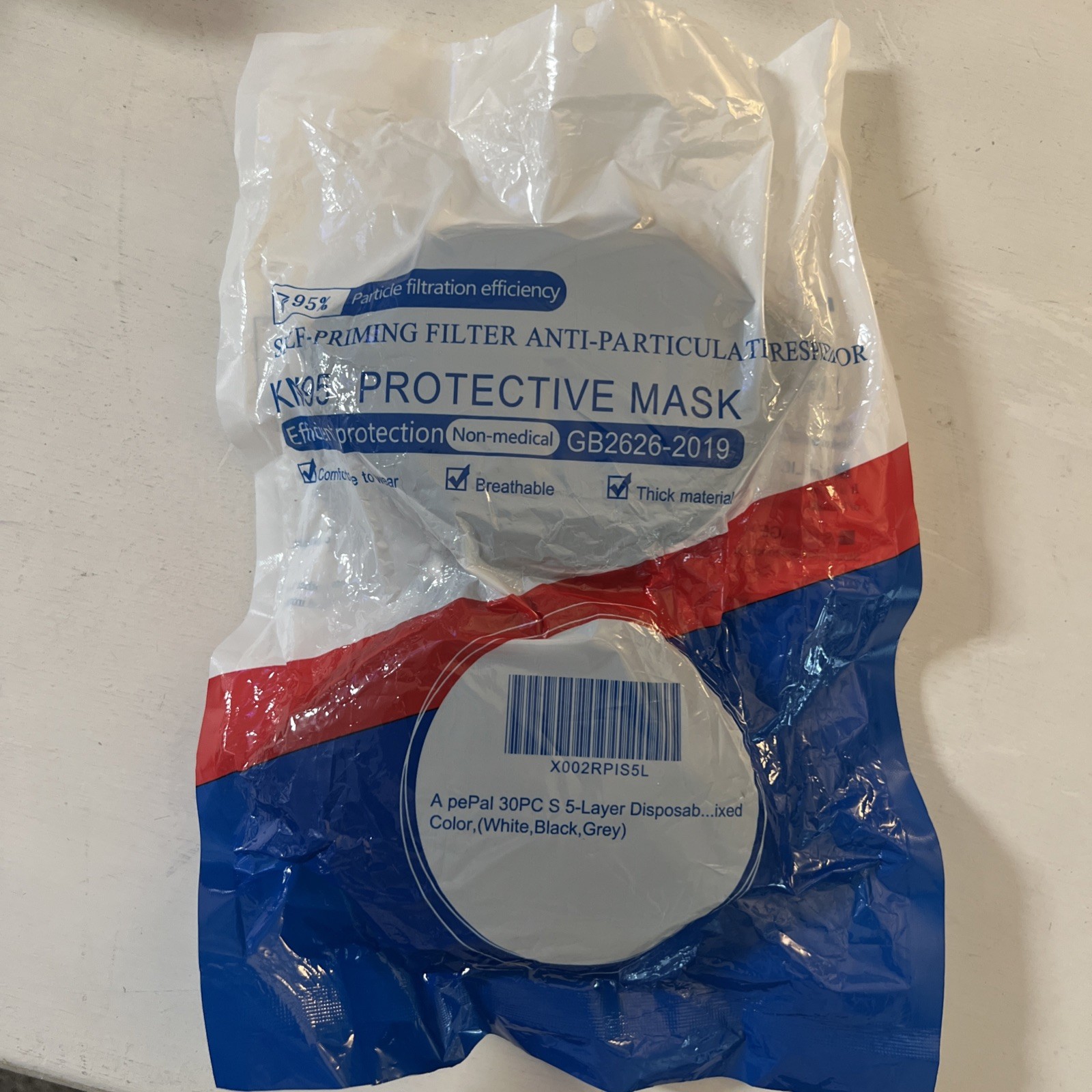 KN95 Face Masks 30 Pack Multi-Color Adult Disposable KN95 Mask Gb2626-2019