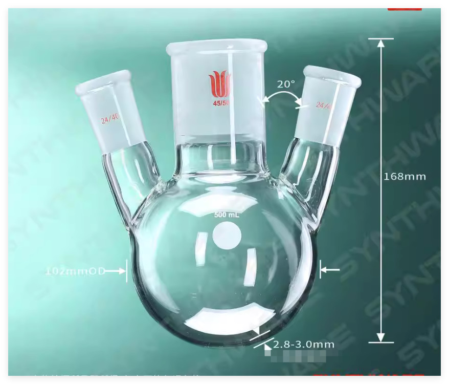 Synthware 3 WAY NECK-FLASK round flask 500ml 14/20 19/22 24/40 29/42 24/45