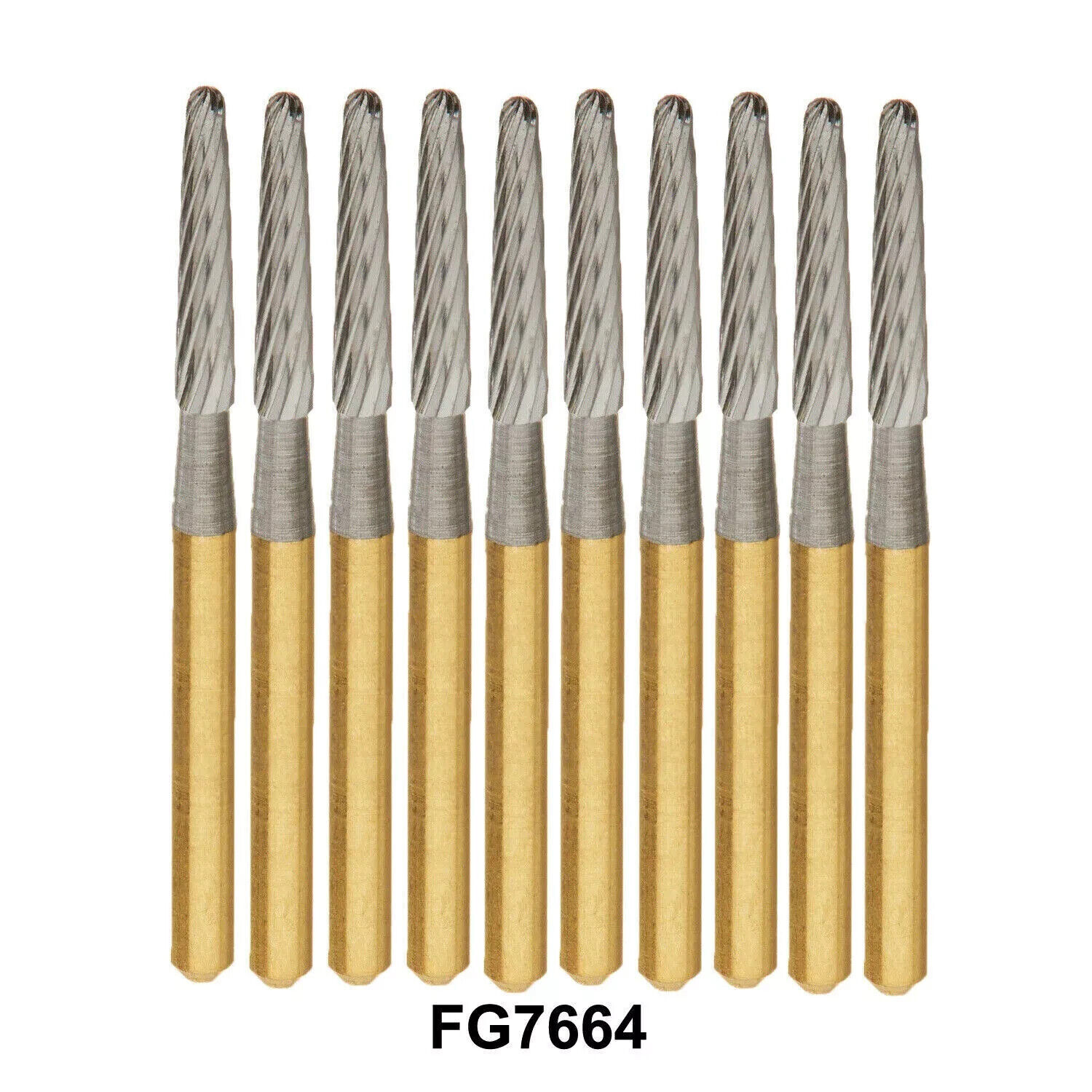 Dental Tungsten Carbide Burs Drill Trimming & Finishing Round End Taper FG 7664