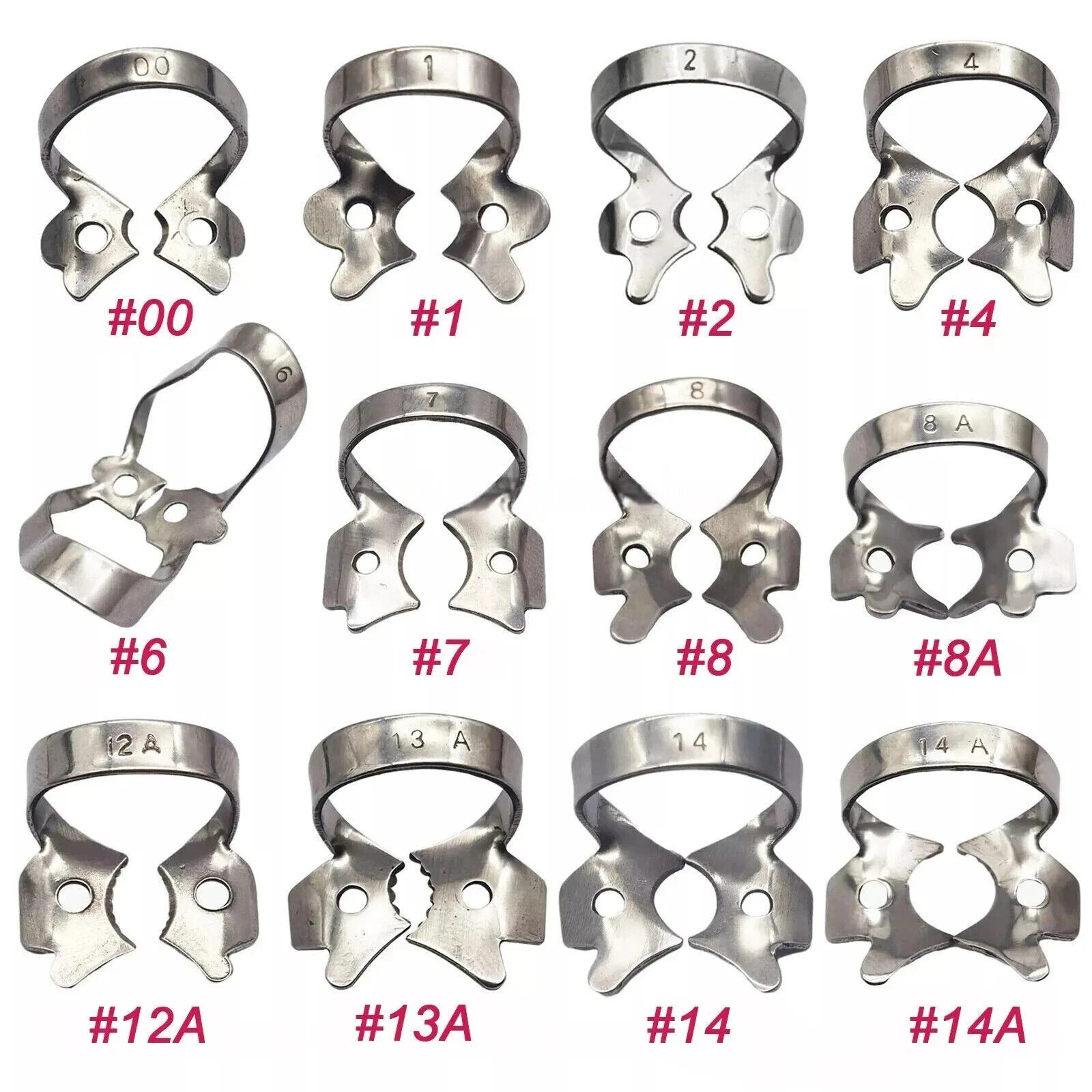 56 Sizes Endodontic Dental Surgical Rubber Dam Clamps Stainless Steel Clamps
