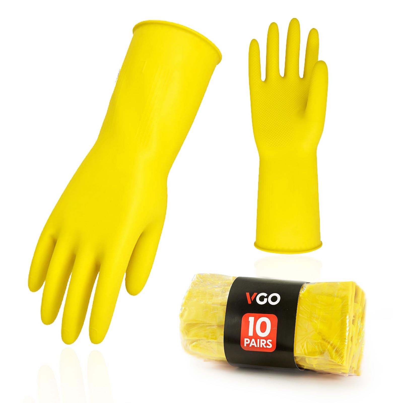Vgo… 10-Pairs Reusable Household Gloves, Rubber Dishwashing gloves, Extra T…