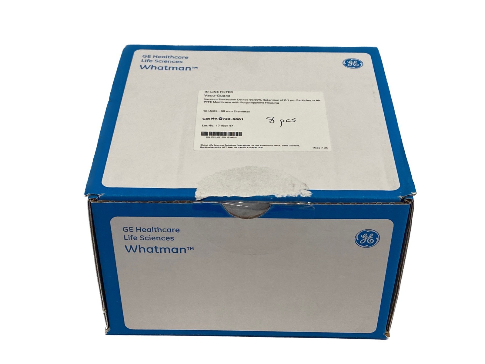 (8) CYTIVA WHATMAN Vacu-Guard In-Line Filters 60mm PTFE Membrane 6722-5001