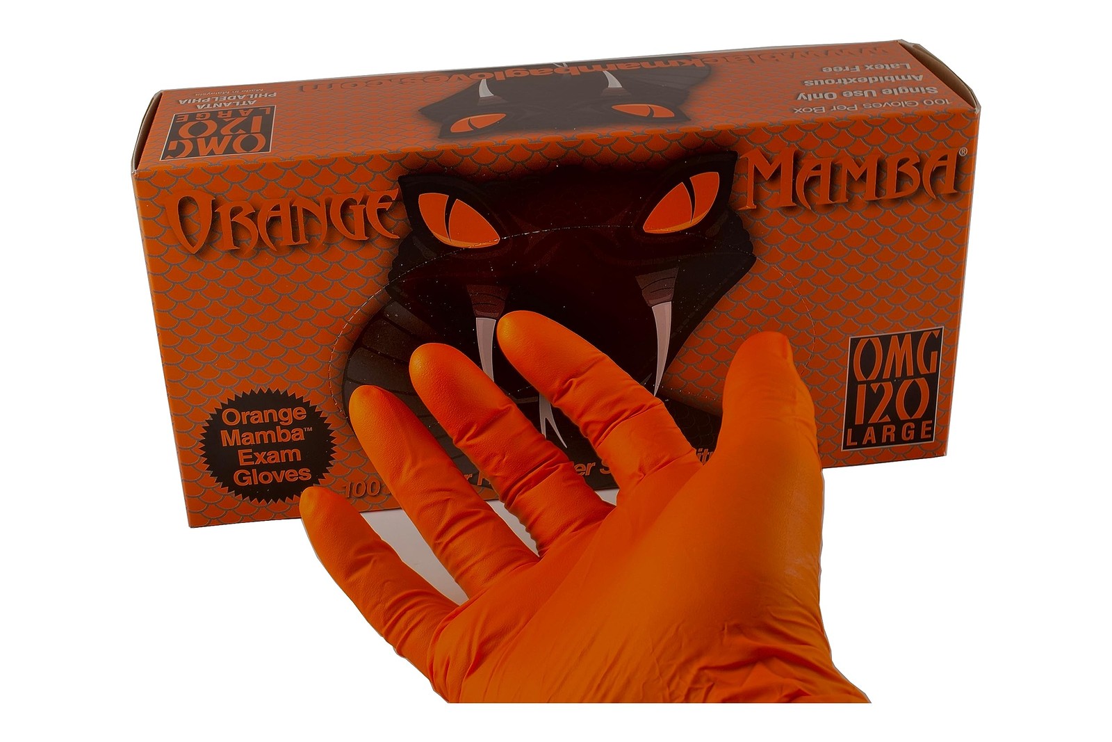 Orange Mamba Super Strong Nitrile 100 Glove Box Textured Grip