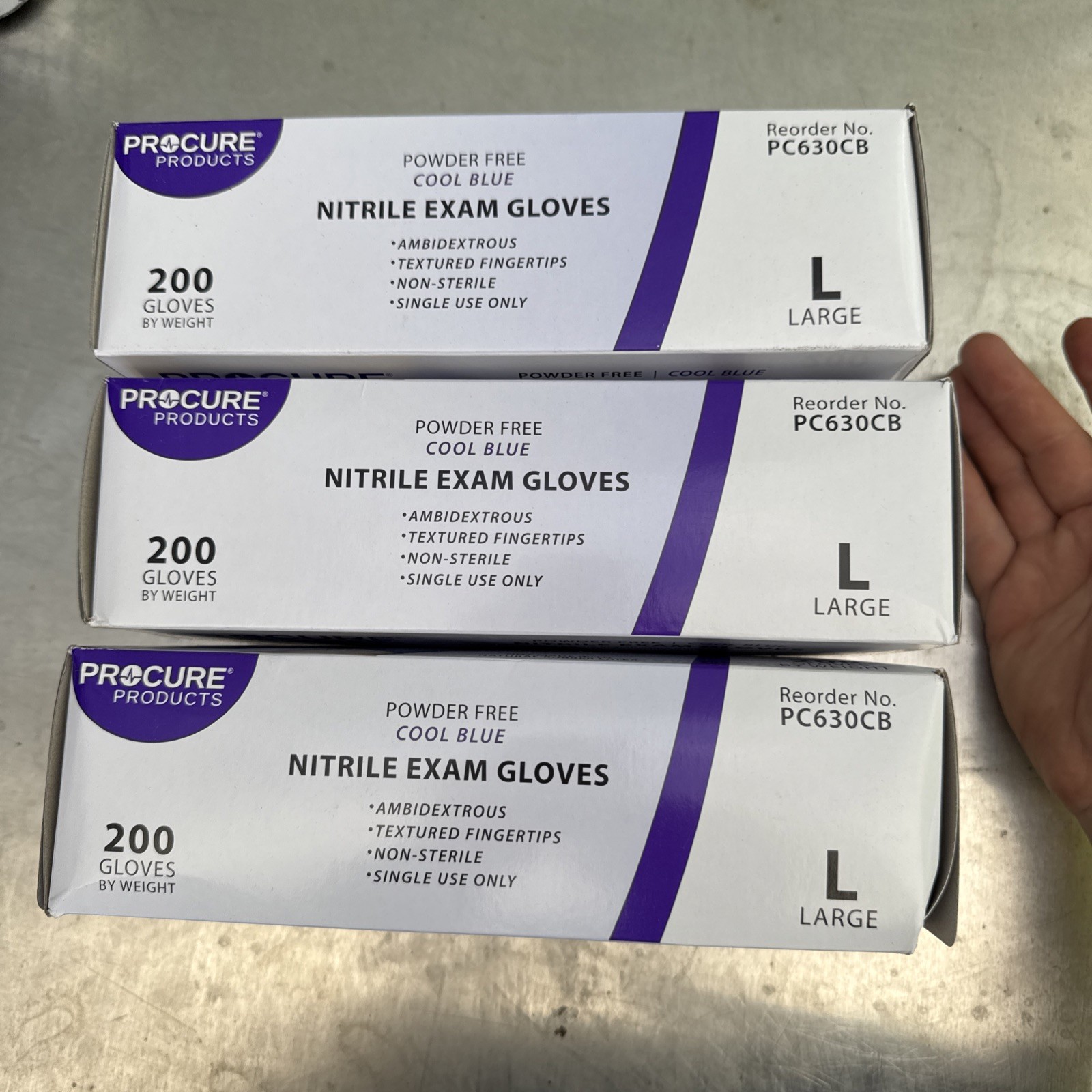 3 ProCure Disposable Nitrile Exam Large Gloves Latex & Powder Free – 200 Gloves