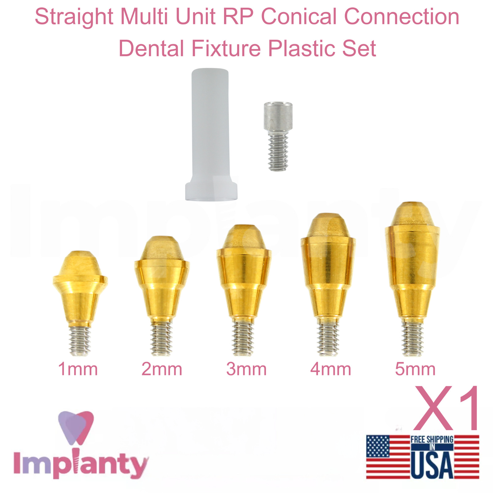 1x Dental Straight Multi Unit RP Conical Connection 2.65mm Plastic Sleeve Set