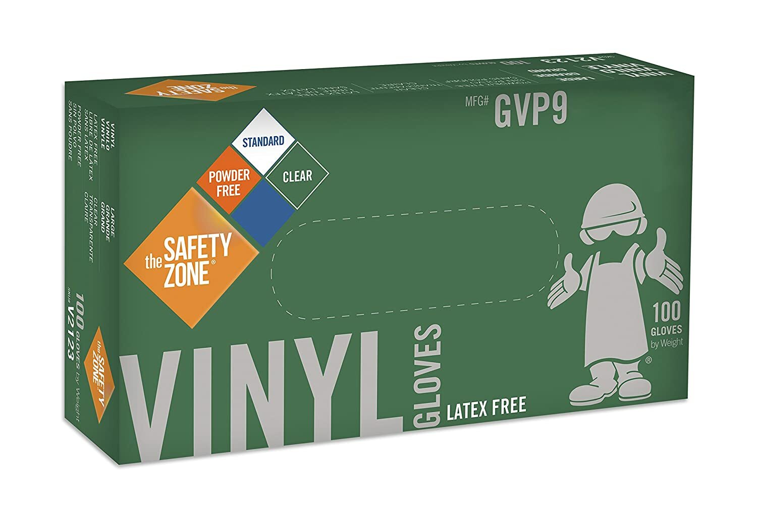 Safety Zone Vinyl Exam Gloves Clear [Powder Free Latex Free] SMALL [Box of 100]