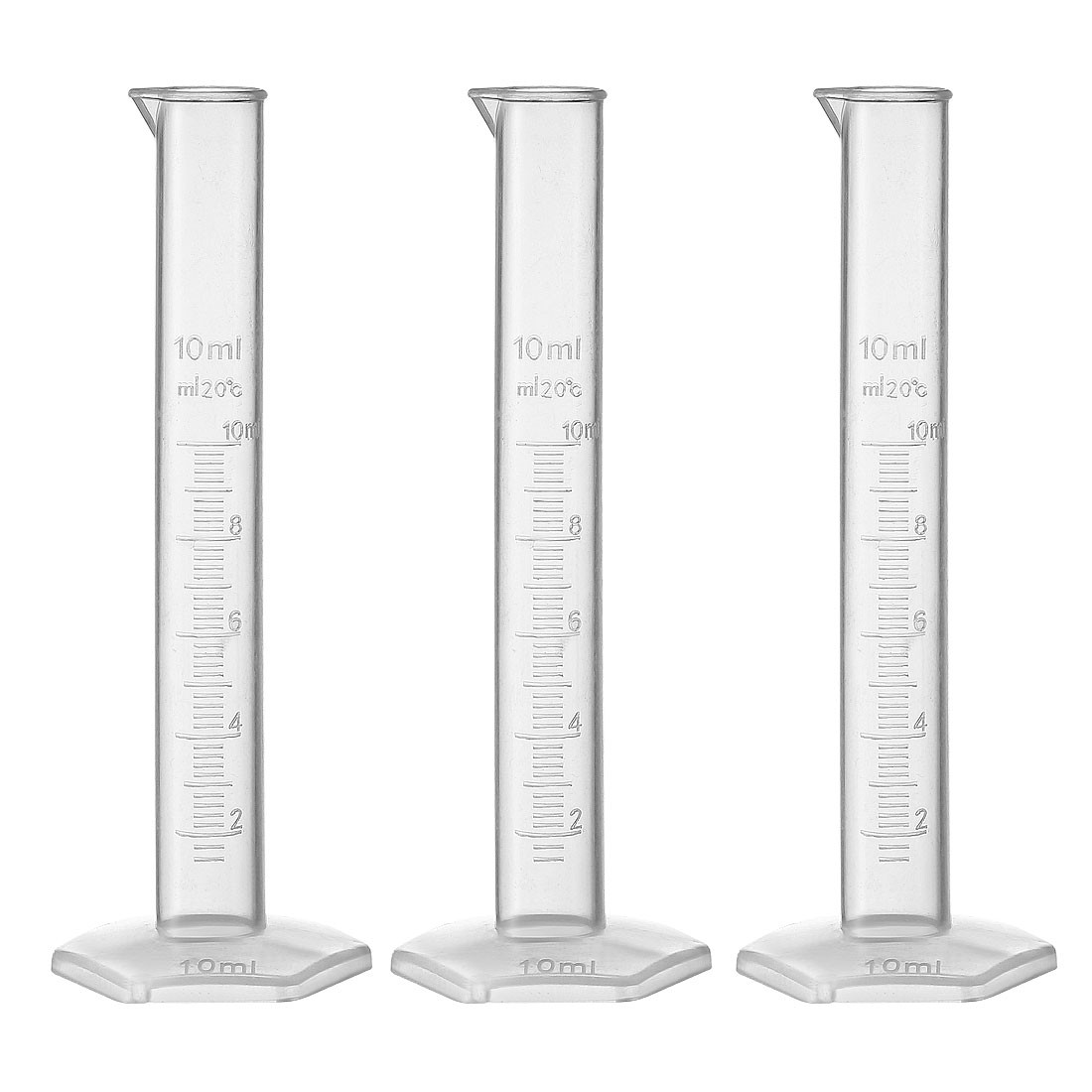 3Pack 10ml Laboratory Measurements Clear White Plastic Graduated Cylinder