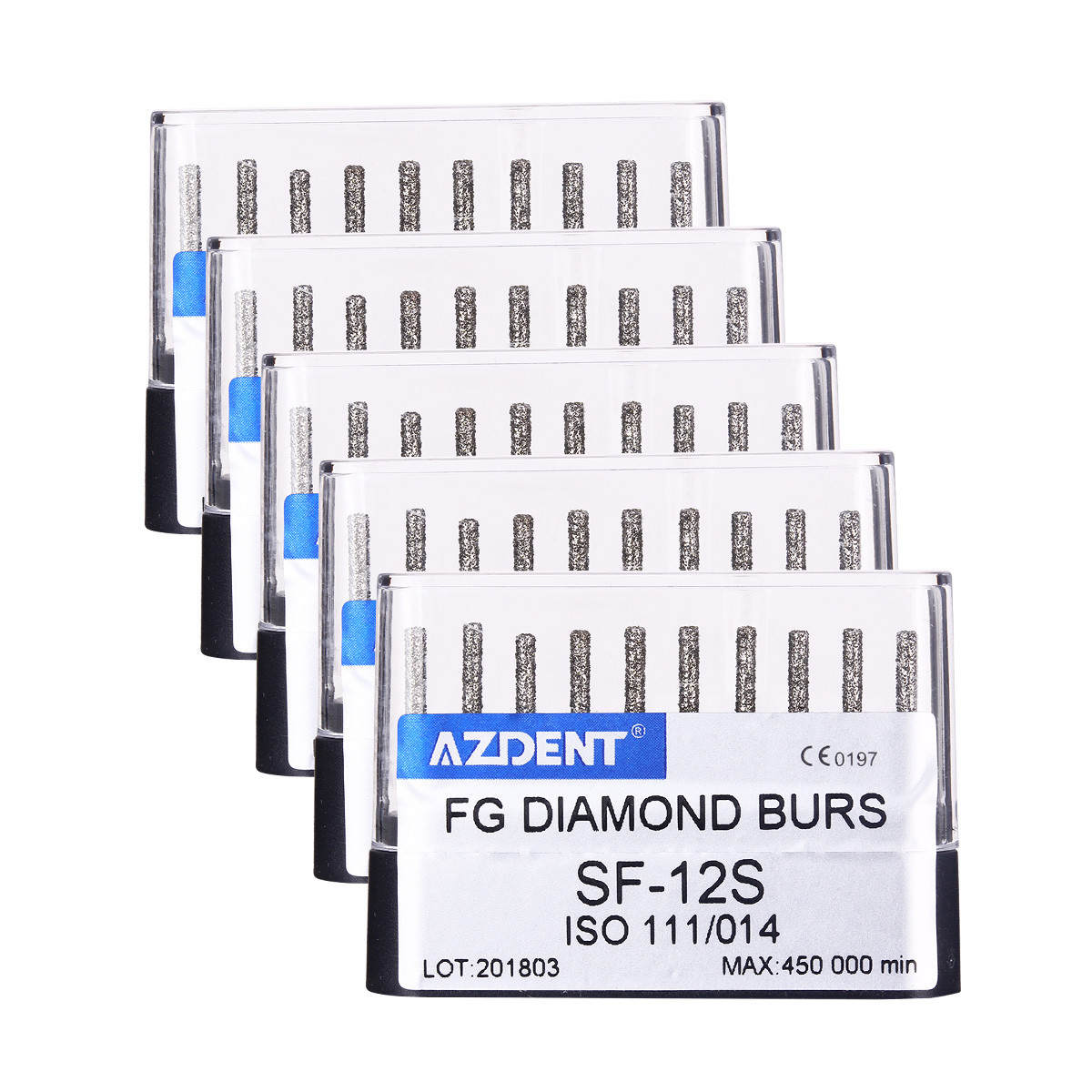5 kits AZDENT Dental Diamond FG Burs SF-12S For High Speed Handpiece