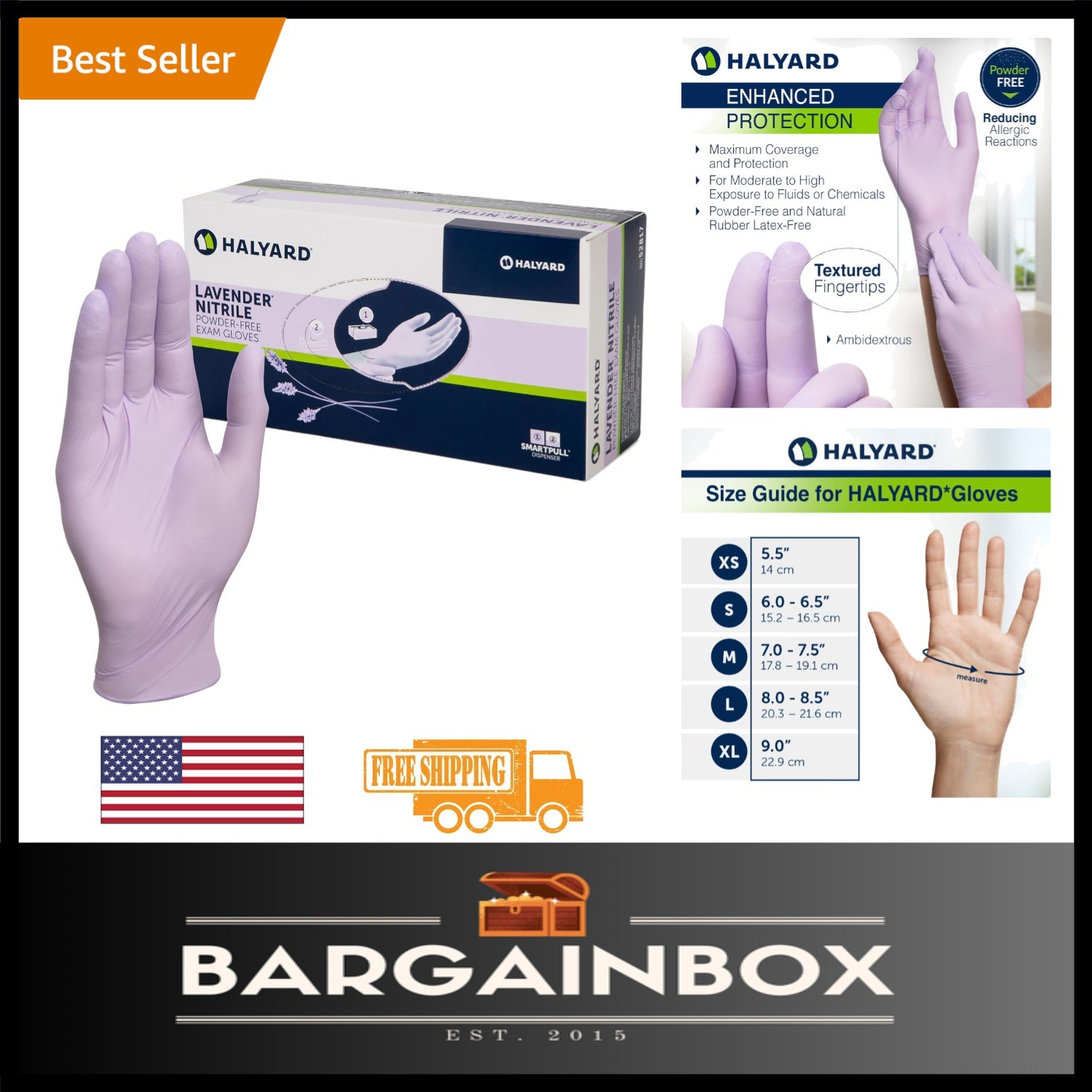 Sensitive Skin Friendly Lavender Nitrile Gloves – Medium, 250 Count, Extra Grip