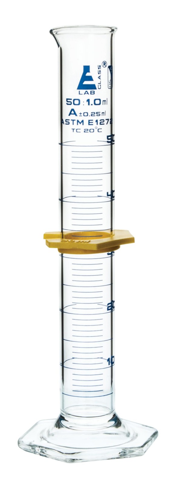 Graduated Cylinder, 50mL – ASTM, Class A Tolerance ±0.25mL – Protective