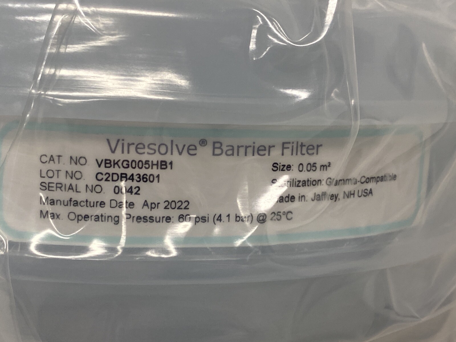 MILLIPORE Viresolve Barrier Capsule Filter 0.05m2 PES 1/2” HB VBKG005HB1