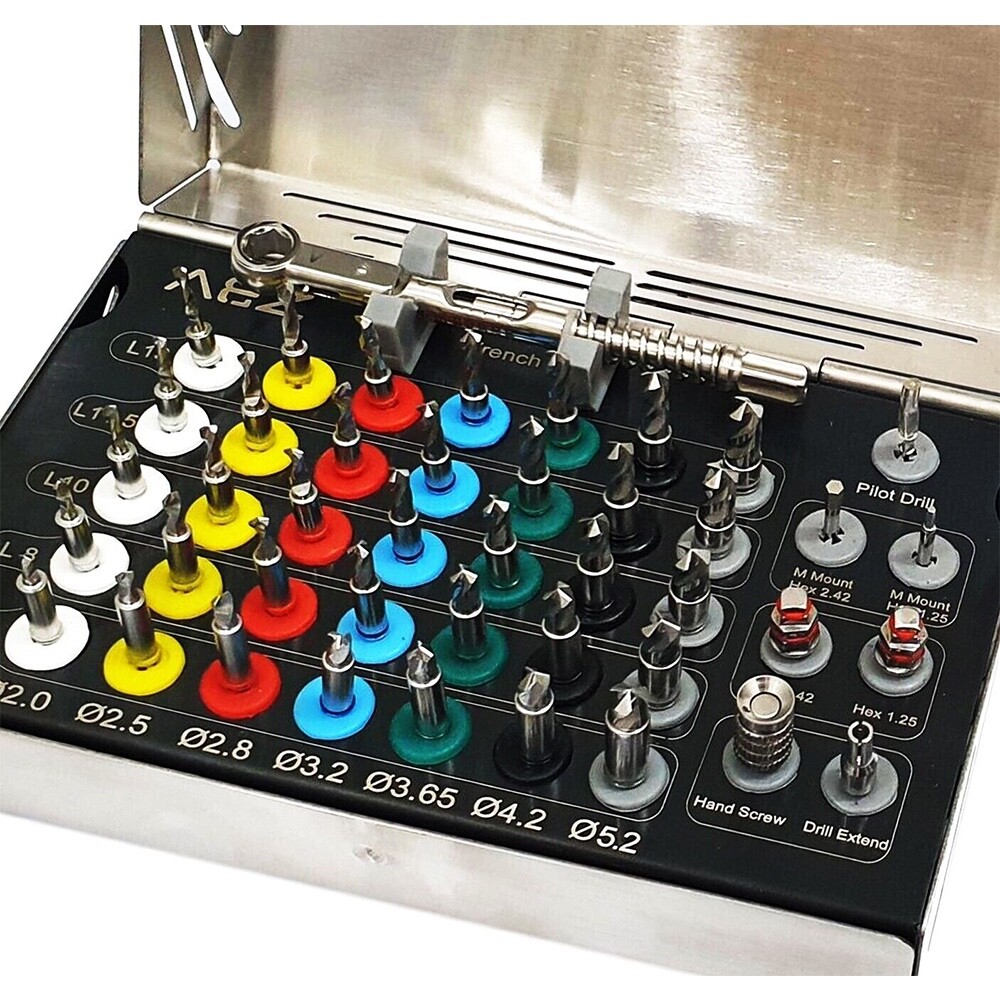 Dental Implant 35 Integral Stopper Drills with Drivers and Keys Complete Kit