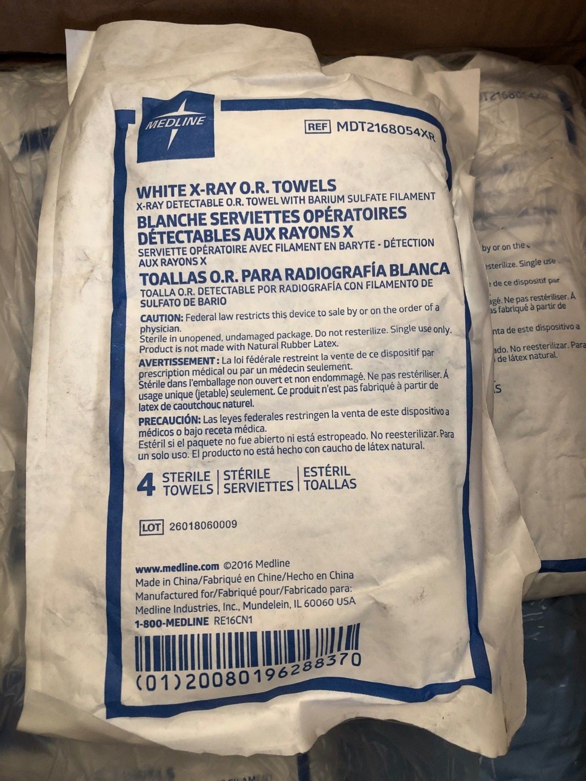 20 packs Medline White X-ray O.R. towels 4 per pack