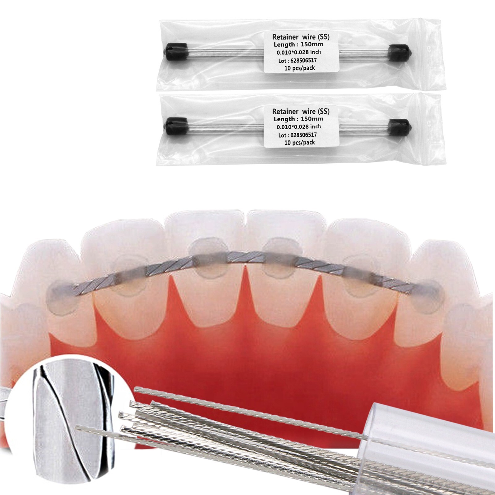 20Pcs Dental Orthodontic Flat Lingual Retainer Stainless Steel Wire0.010″x0.028″