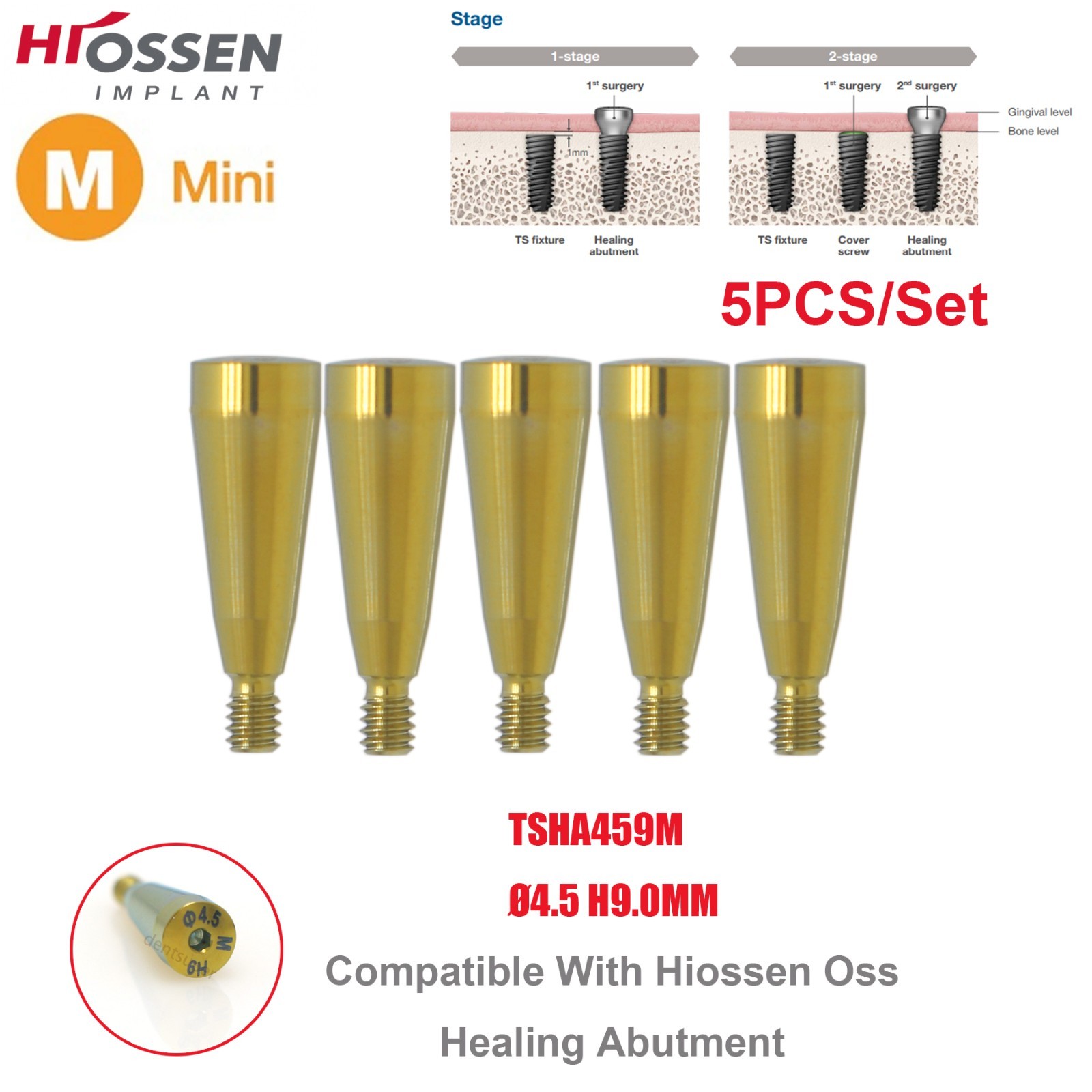 US Dental Titanium Mini Healing Abutment & Cover Screw Fits Hiossen ET Osstem TS