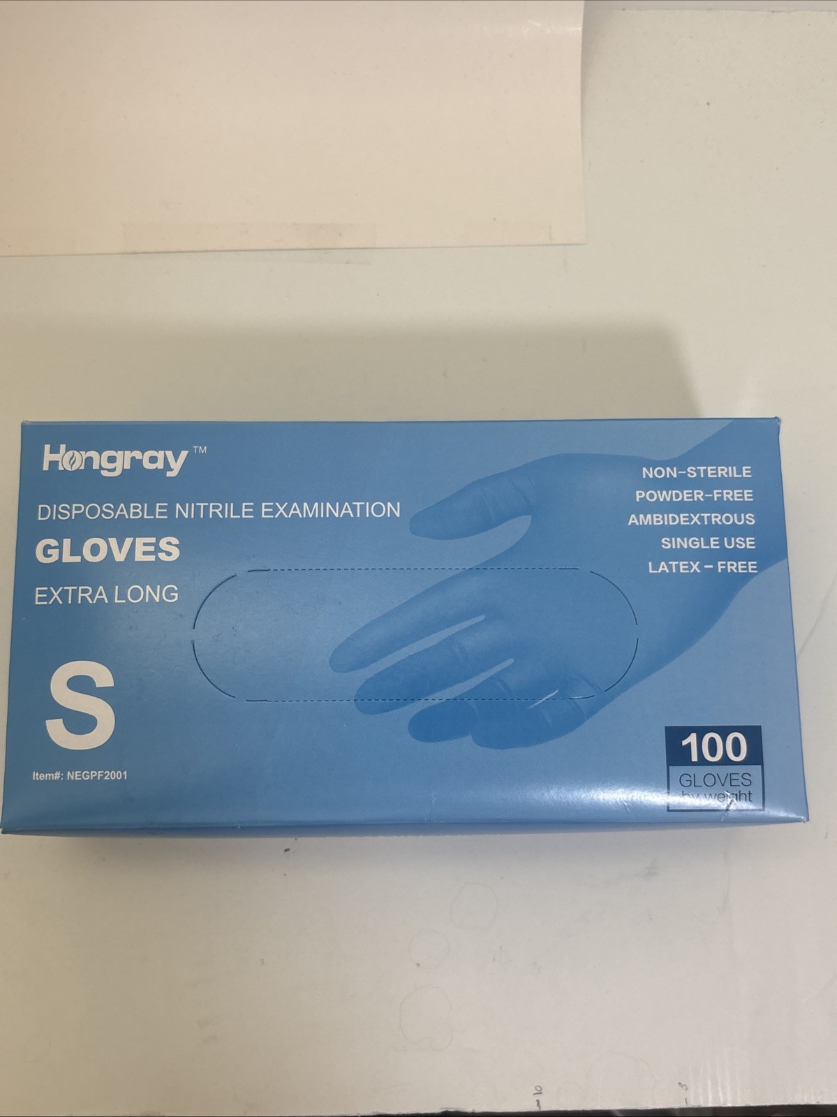 Hongray Disposable Nitrile Gloves, Size S, Extra Long, 100 Count