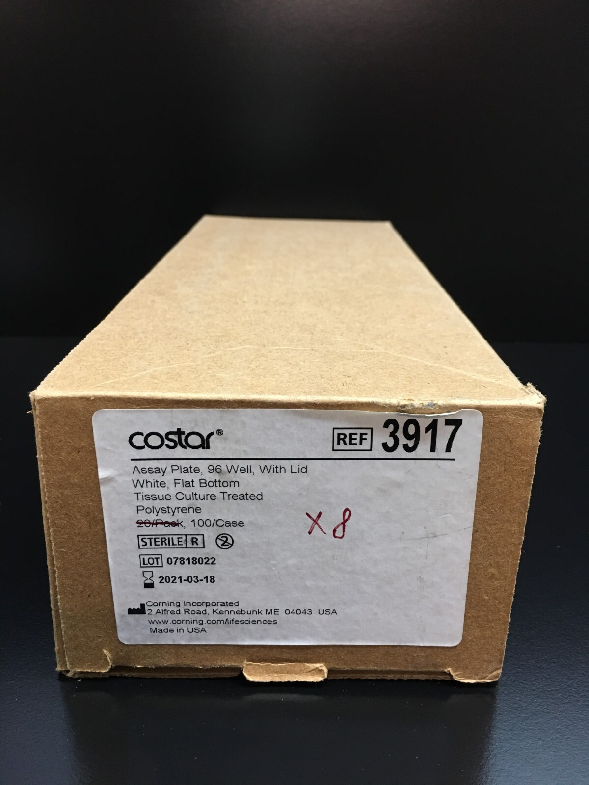 Corning Costar REF 3917 96-well Solid White TC-treated Microplates Case 8 PCS