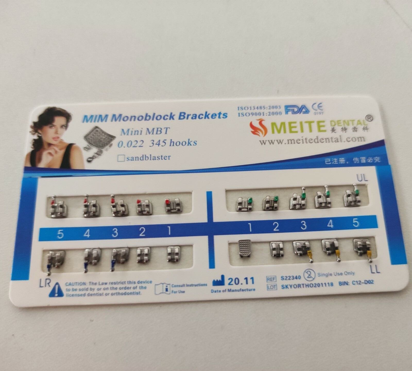 10 Sets Dental Brackets Braces Mini MBT 022 345 Hooks Mesh Base MIM Monoblock