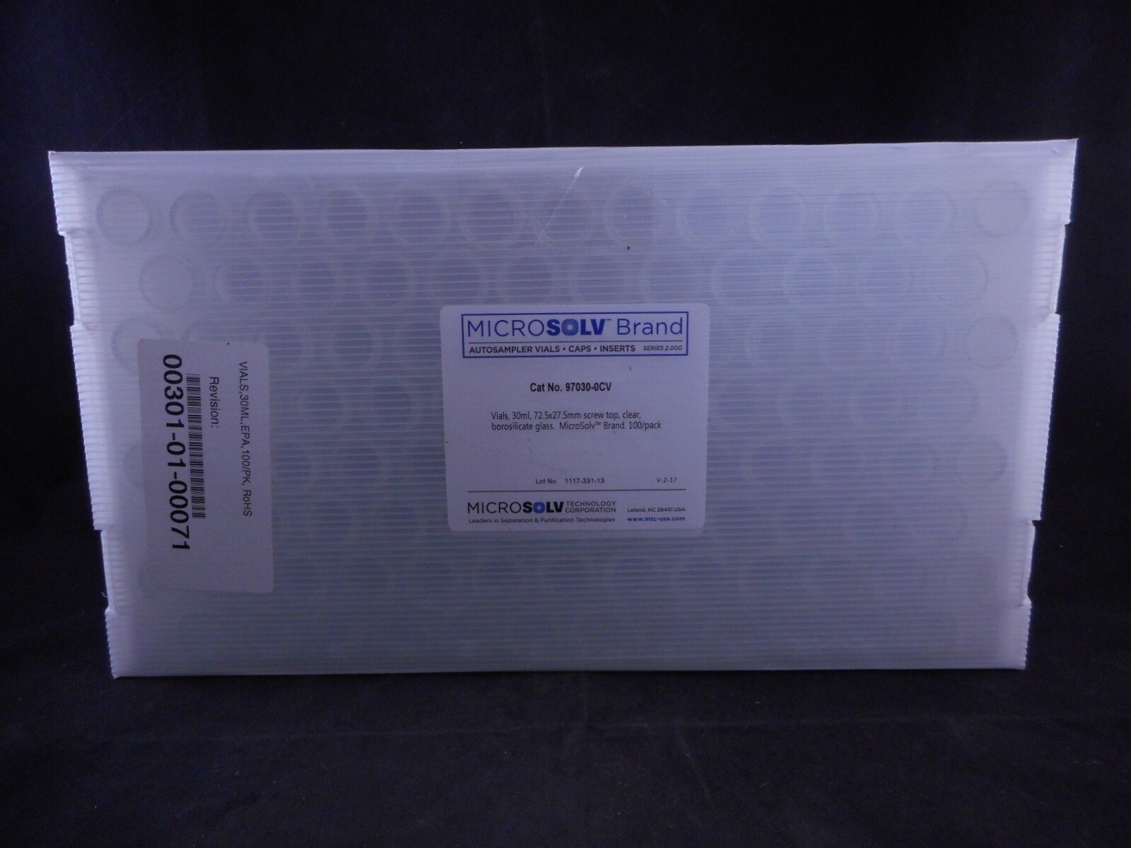 MICROSOLV Glass 30mL Clear Autosampler Vials 72.5 x 27.5mm 24-400 Thread 100/PK