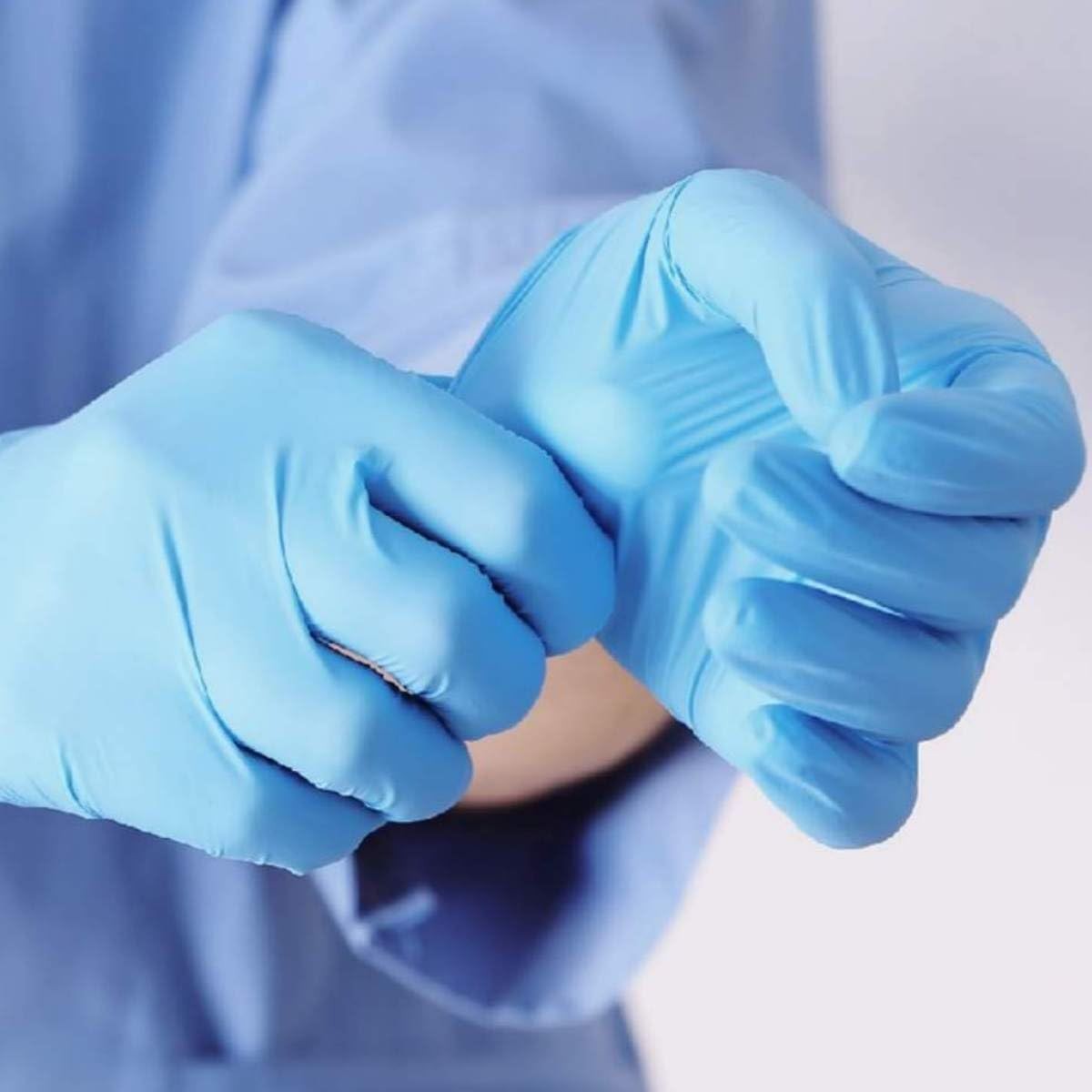 Basic Medical NGPF-7002 Blue Nitrile Exam Gloves, Medium (Pack of 100),