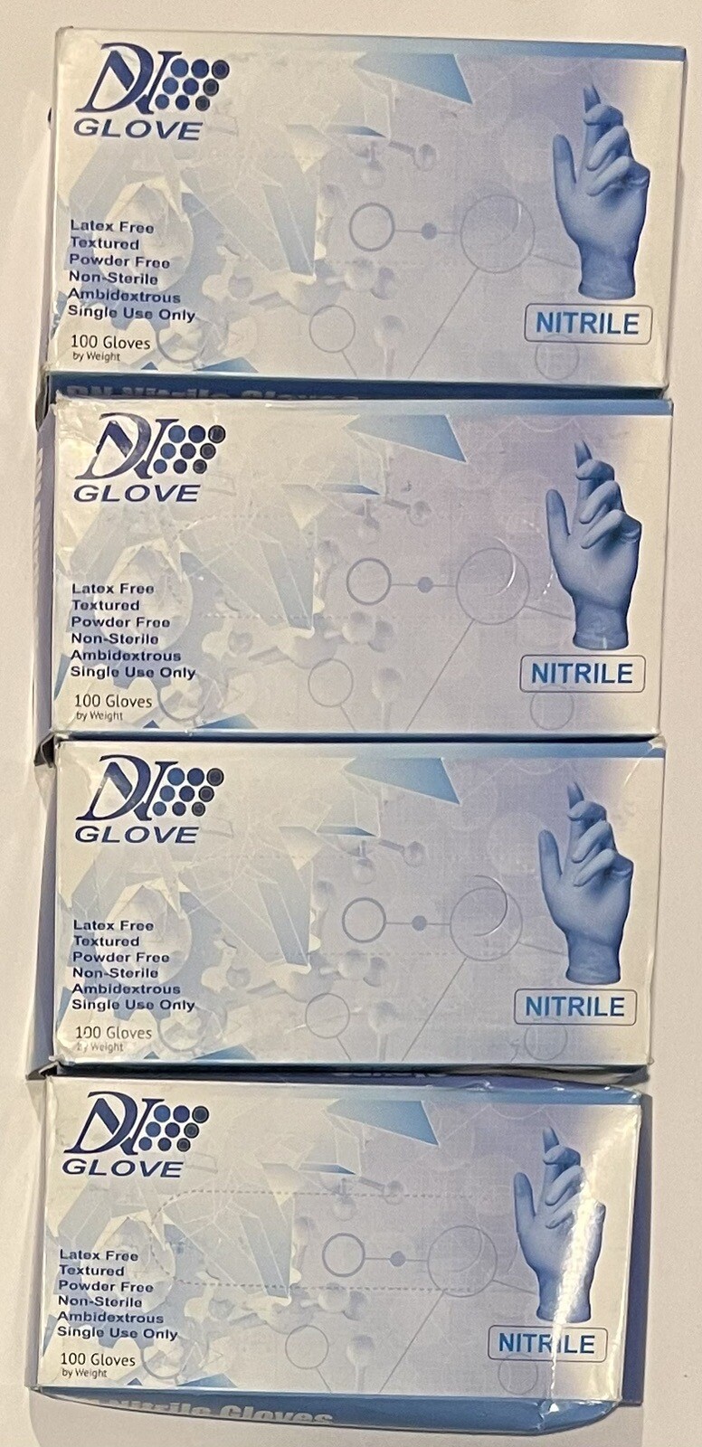 DI Glove DN Nitrile Gloves Disposable Powder Free 100 Count Lot Of 400 Small