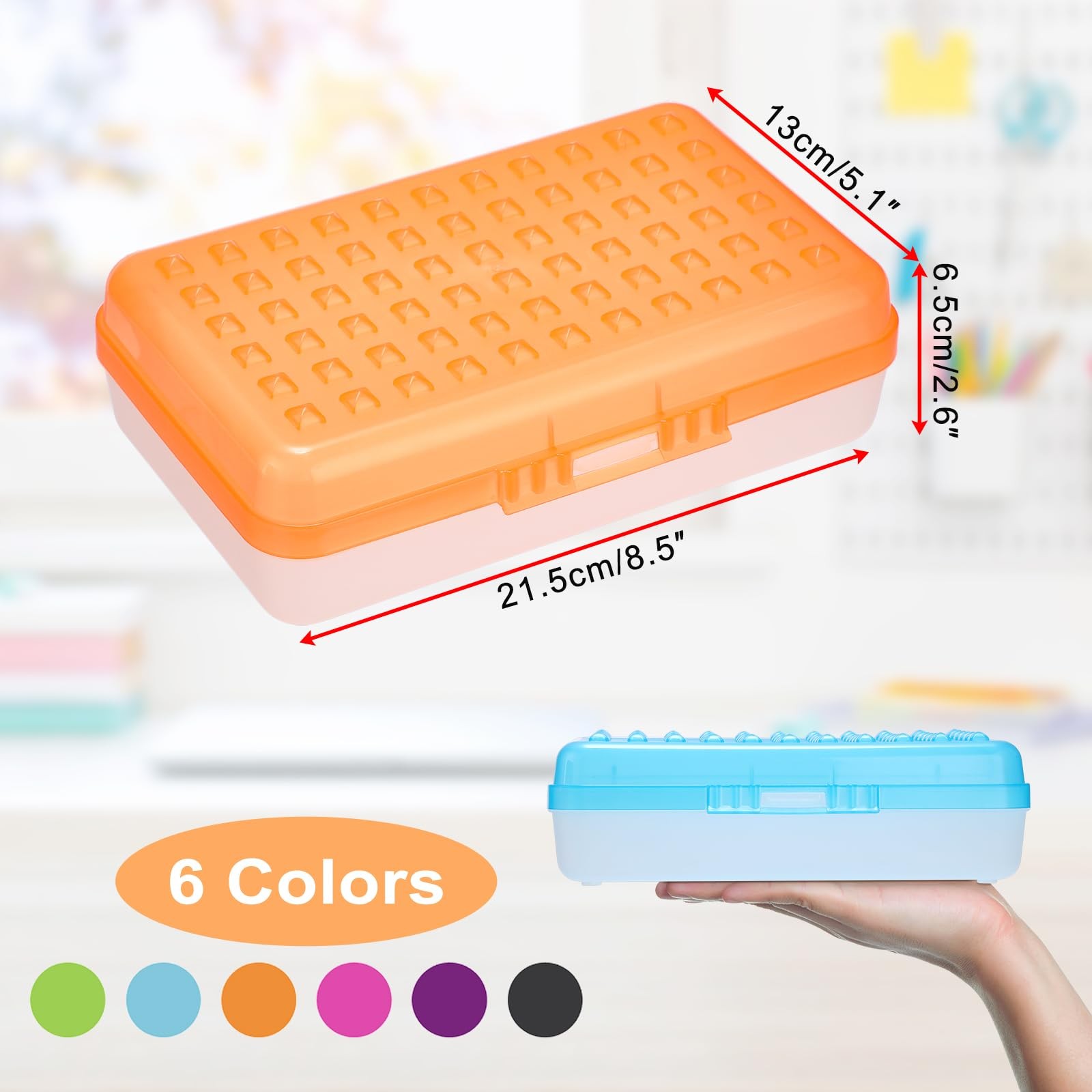 Btsky 6 Pack Multipurpose Utility Box- Large Capacity Pencil Lid Snap Closure