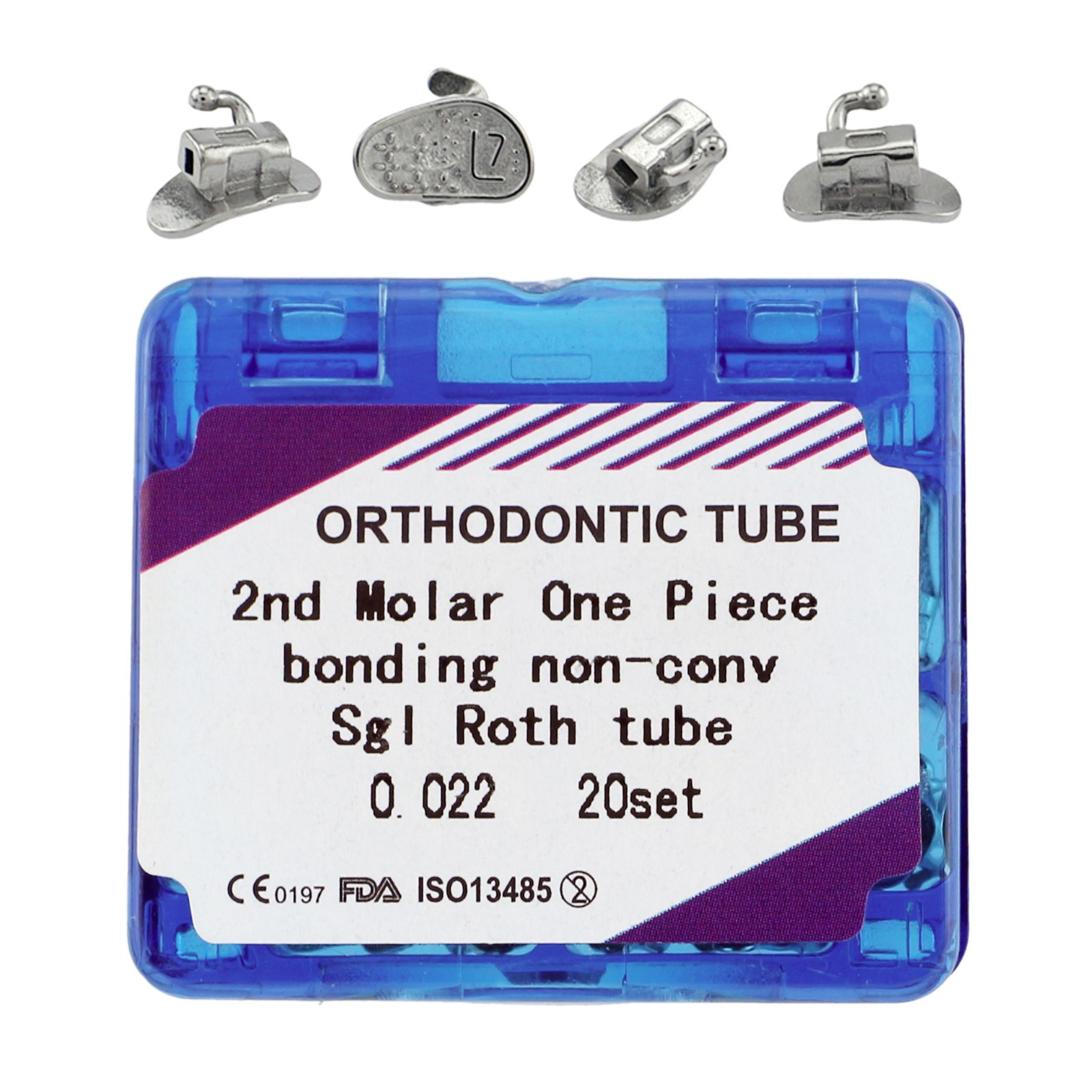 20 Kits Dental Orthodontic Monoblock Buccal Tubes 2nd Molar Roth 0.022 Bondable