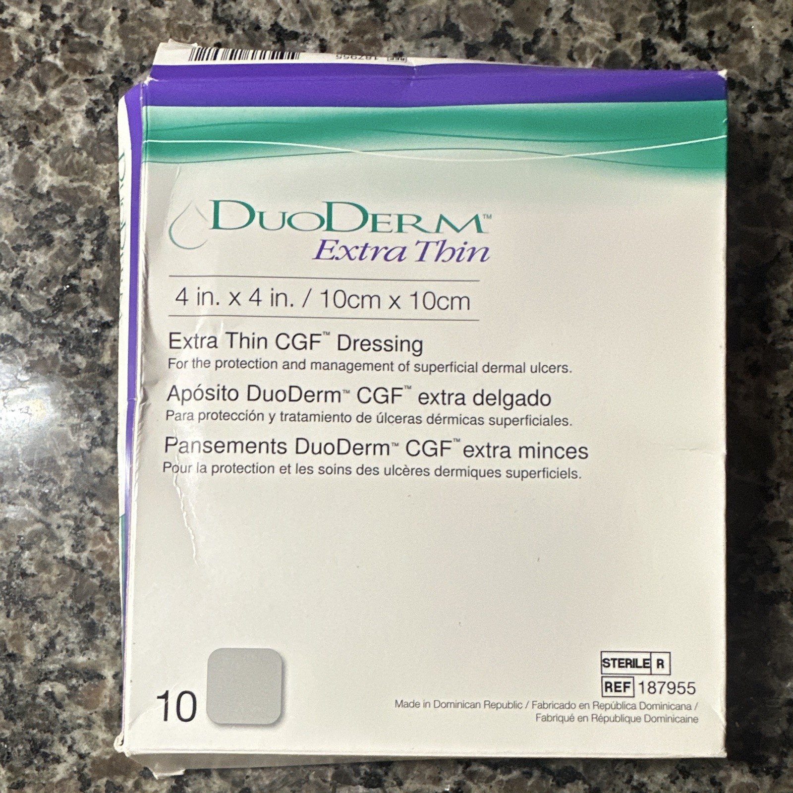 DuoDERM Extra Thin CGF Dressing 4″x4″ Sterile MPN 187955 10 Count