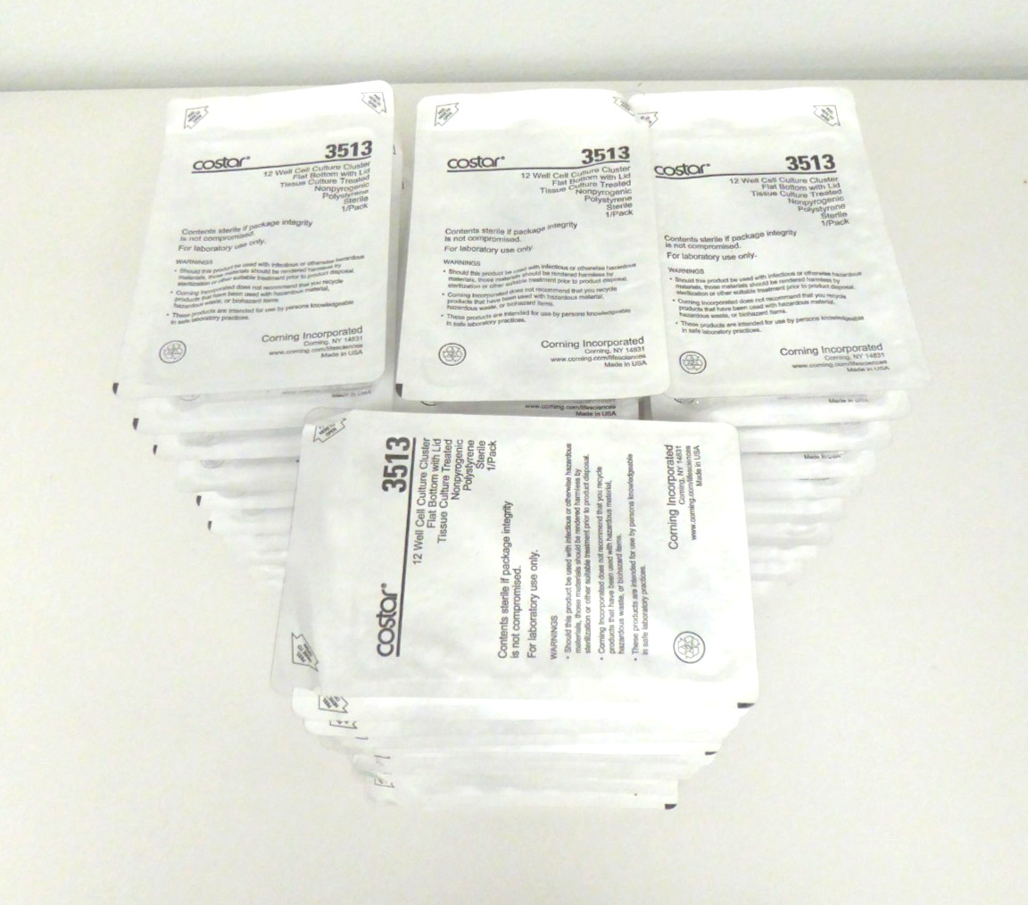 Corning Costar 3513 – 12 Well Clear Flat Bottom PS Microplates w/Lid, 40CT