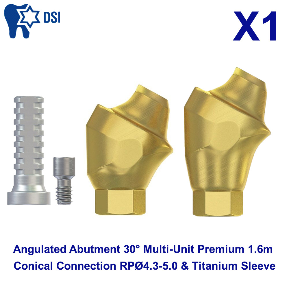 1x Titanium Sleeve Set Conical Angulated 30° Abutment Multi-Unit 1.6 RP Ø4.3-5.0