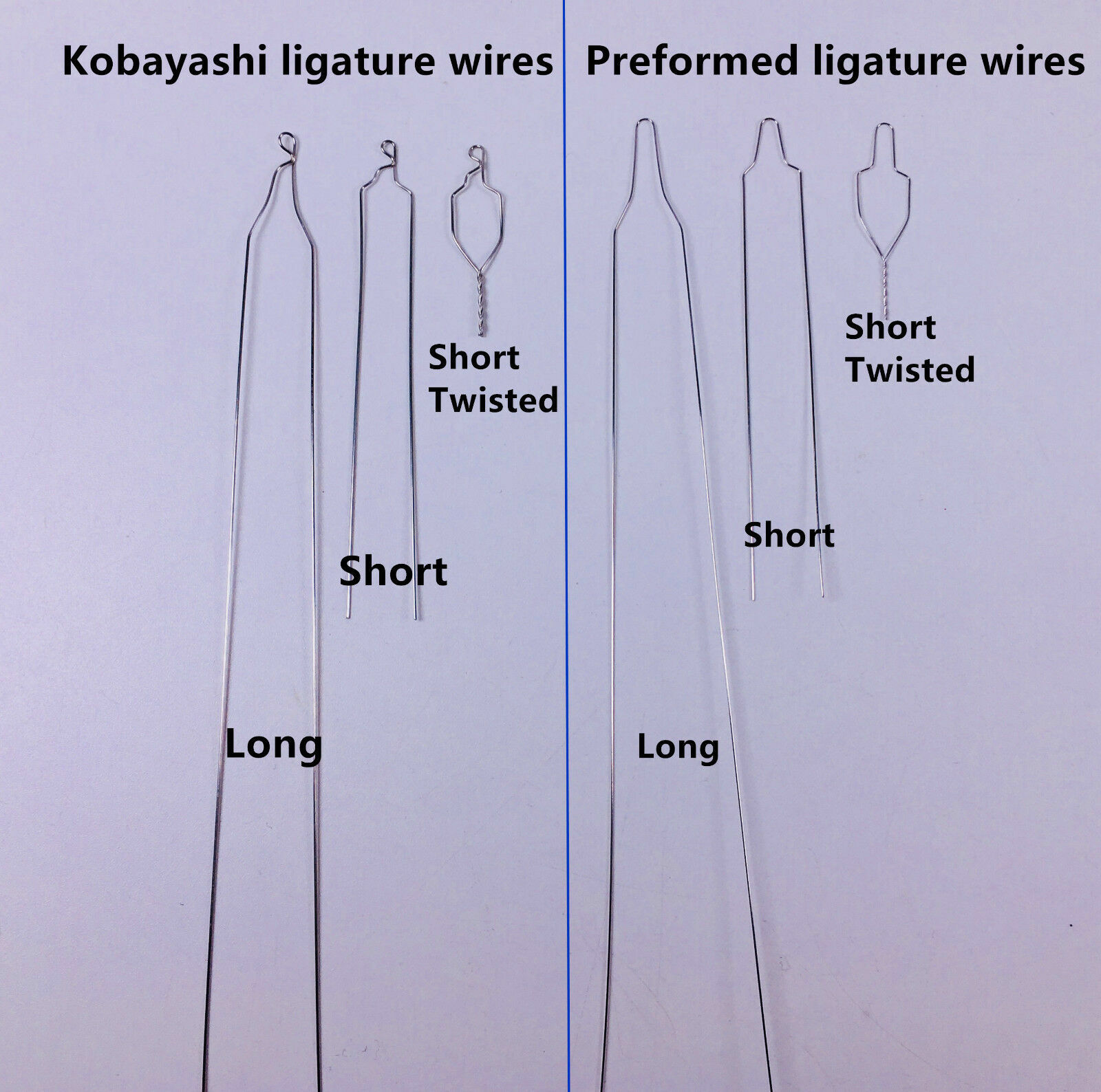 Dental Preformed Ligature Wires Orthodontic Kobayashi Long/Short/Short Twisted